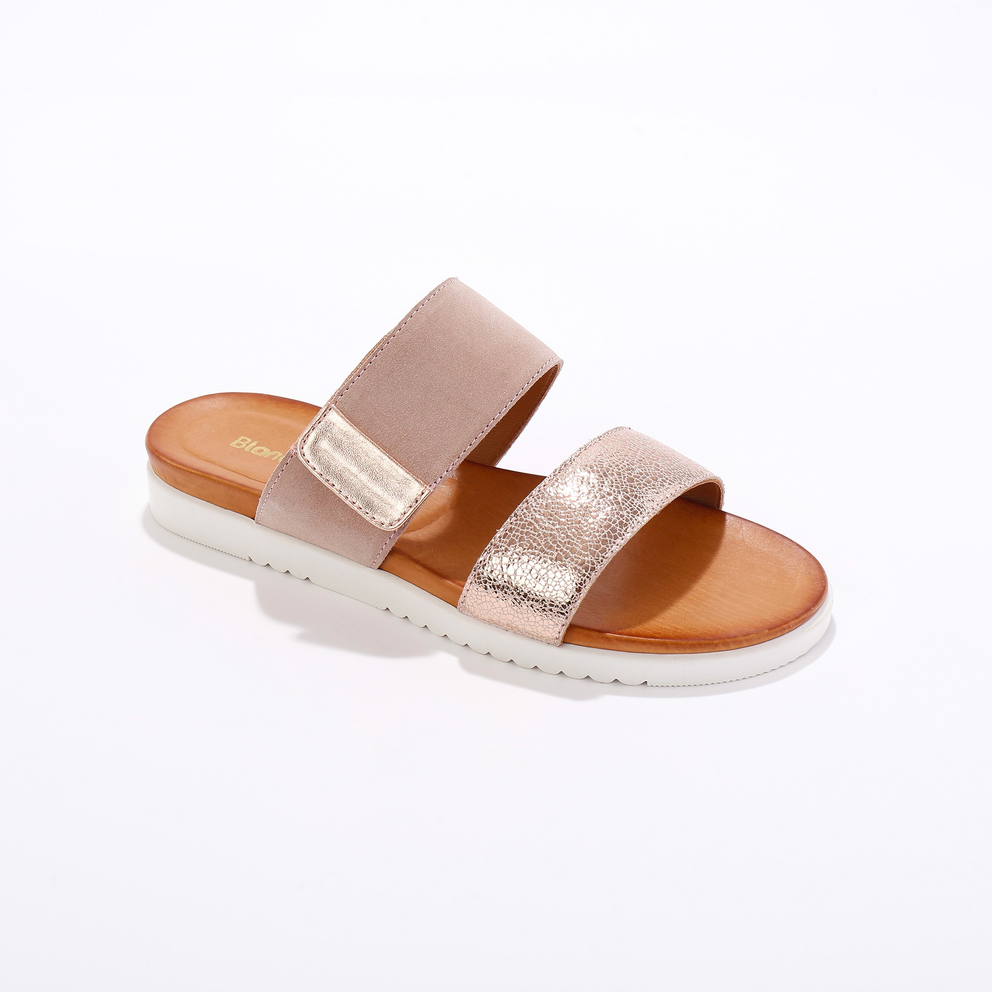 Mules Scratchées Largeur Confort À Ouverture Totale, Cuir Irisé - Blancheporte