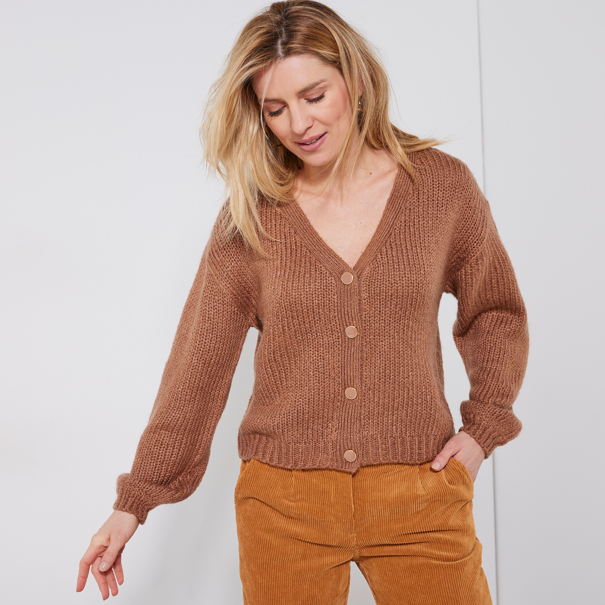 Gilet Col V Boutonné - Blancheporte