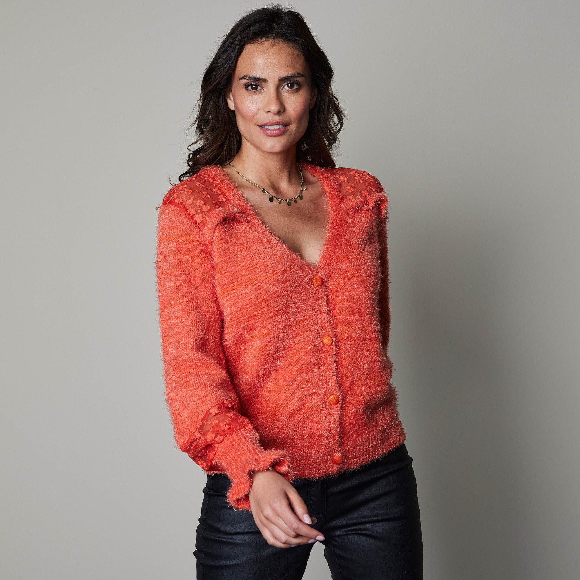 Gilet Tulle Brodé, Maille Douceur - Blancheporte
