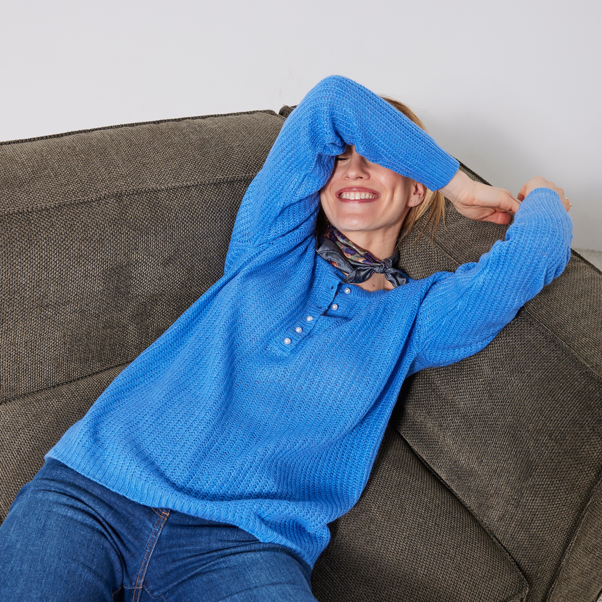 Pull Col Tunisien, Maille Anglaise Toucher Mohair - Blancheporte