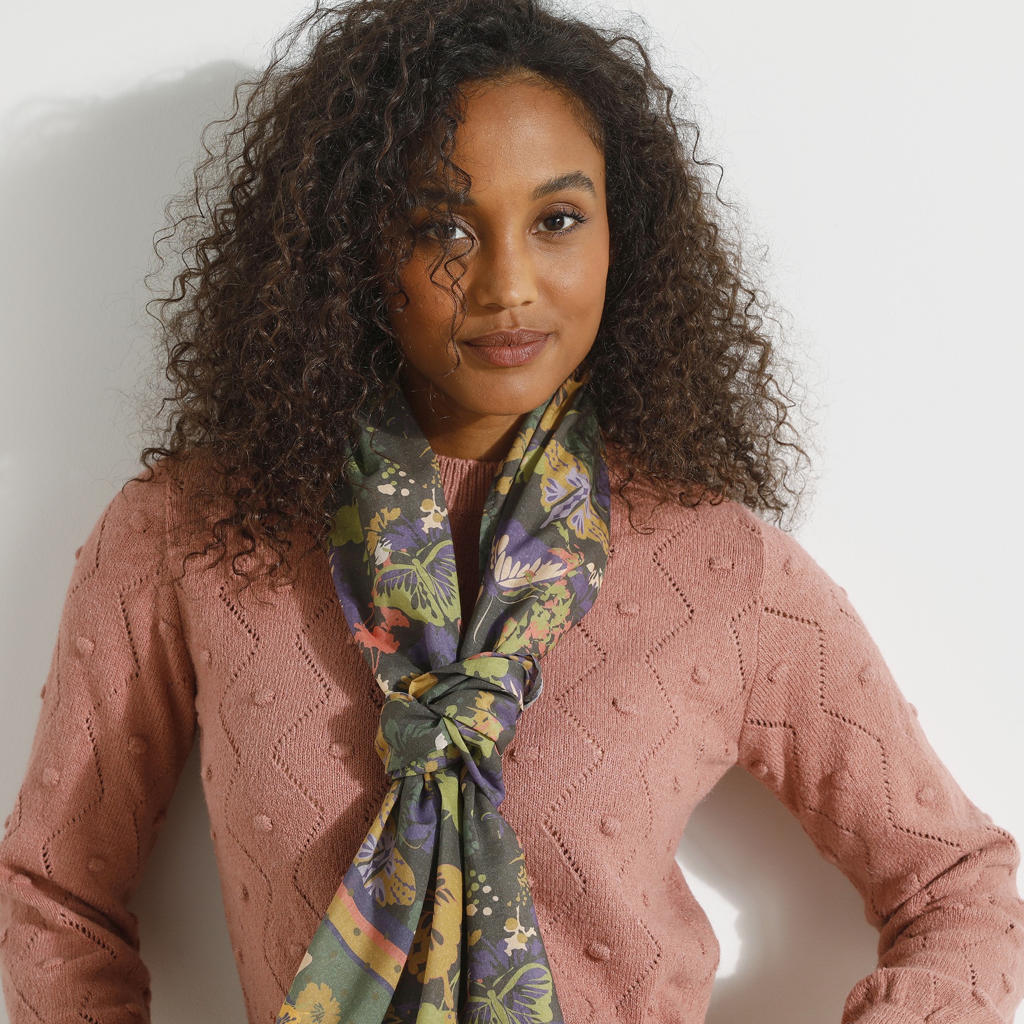 Foulard Style Che?che Confectionné En France Imprime? Papillons, 160 X 70 Cm - Coton - Blancheporte