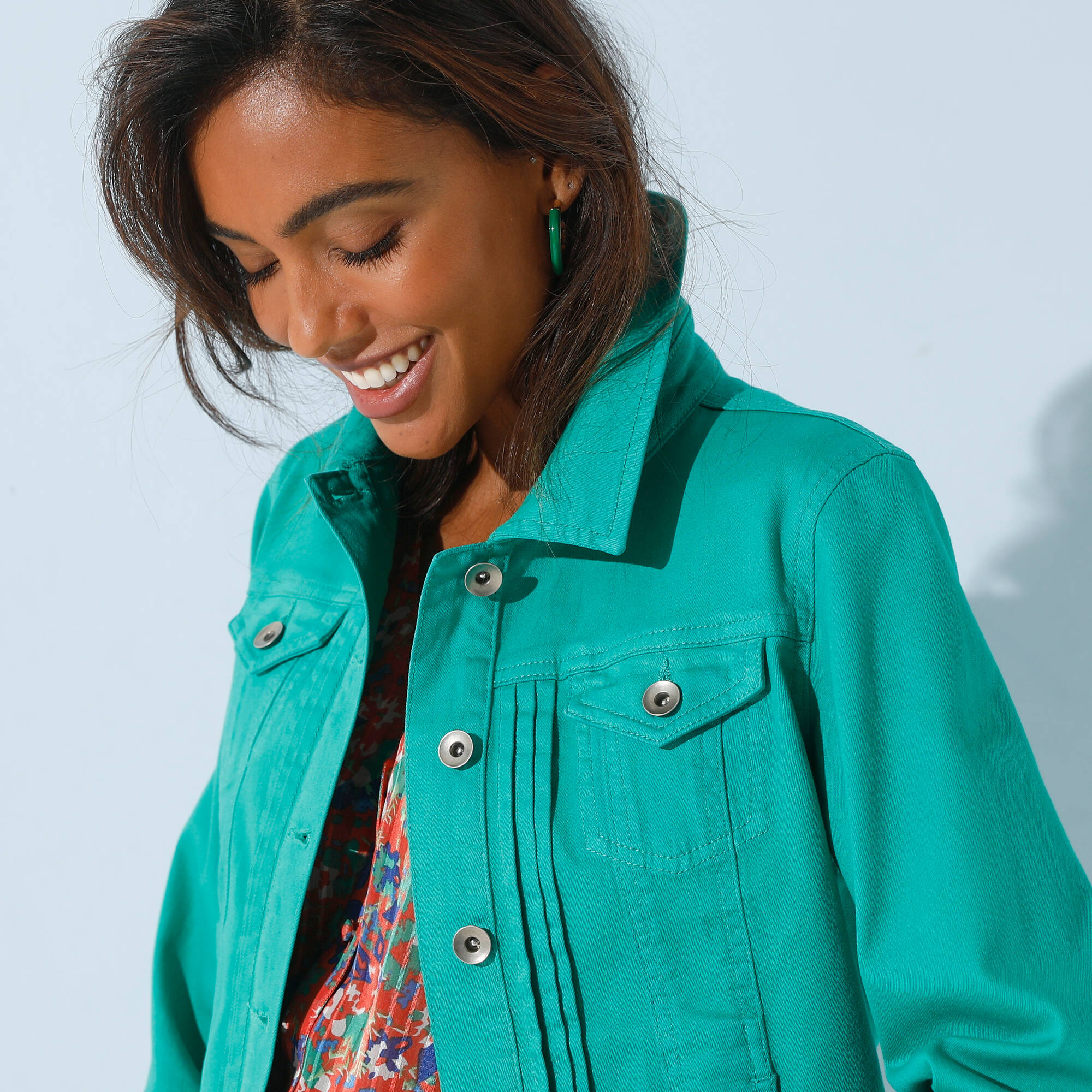 Veste boutonne plis fantaisie - Blancheporte 56$