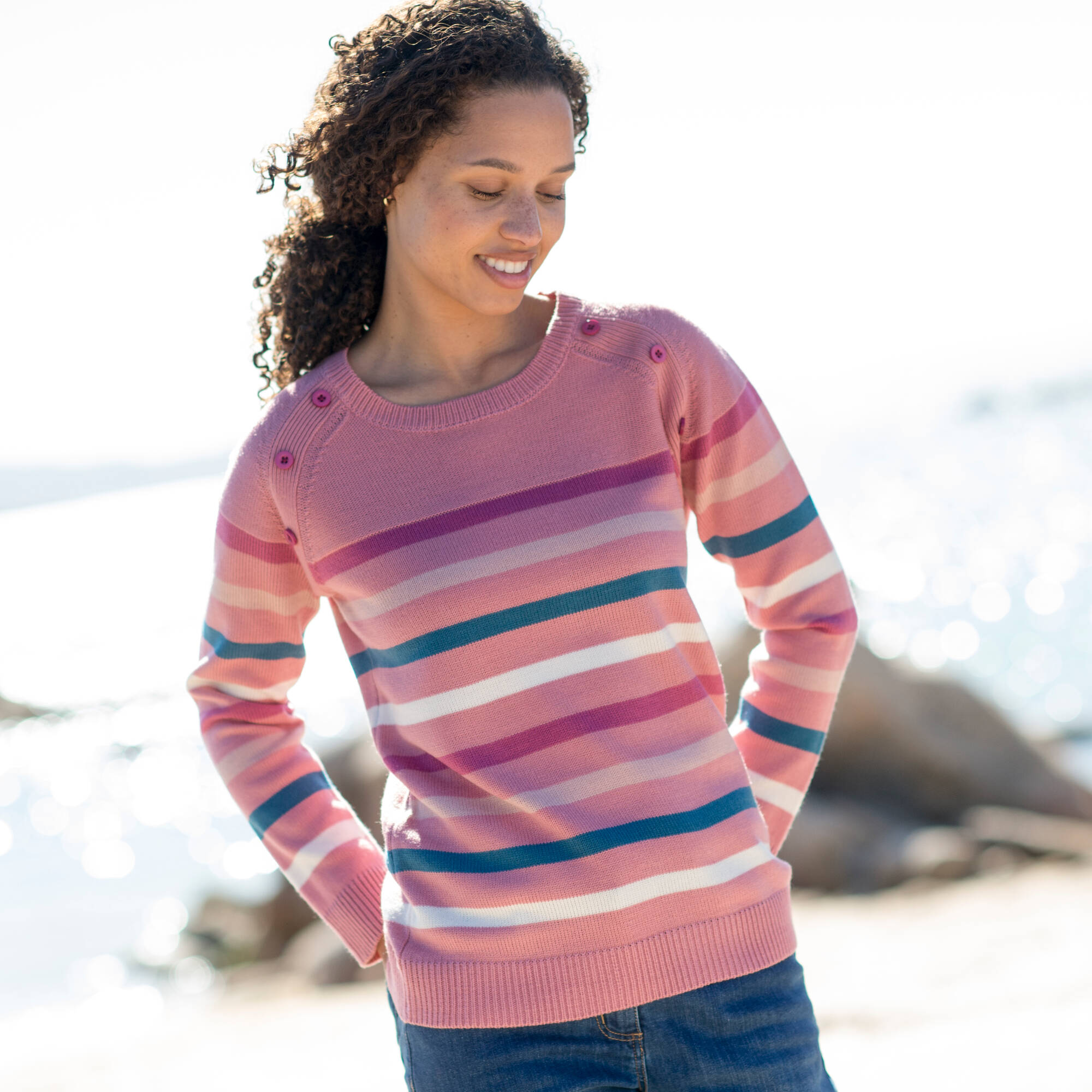 Pull Femme Xhilaration Manches Longues – Rayé Marbré Marron – Taille XS Junior – Très Bon état Occasion