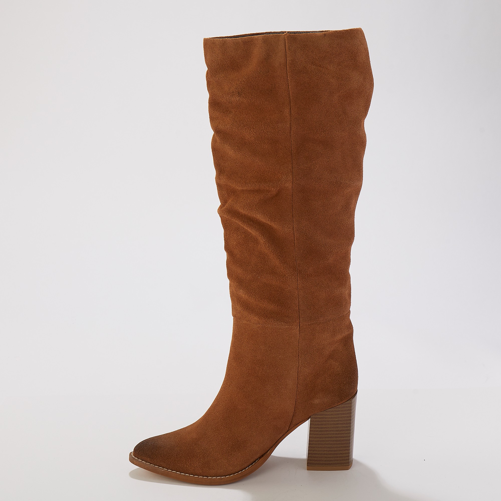 Bottes pliss es talon cro te de cuir caramel Blancheporte