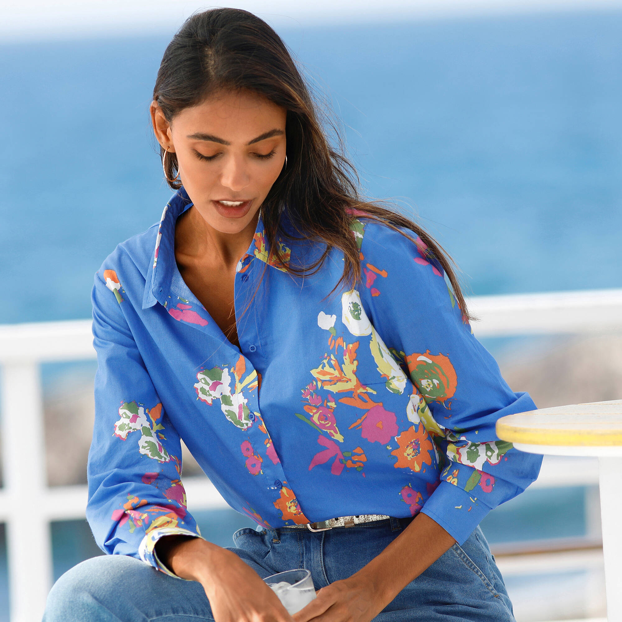 Chemise Fleurie Femme Maiz Class Taille L - Manches Longues, Coton, Motif Floral, Occasion Très Bon état
