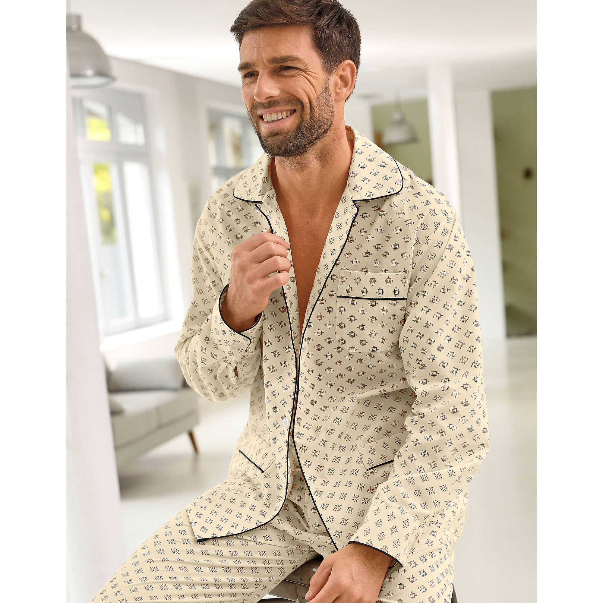 Pyjama imprimé popeline polycoton  - Blancheporte