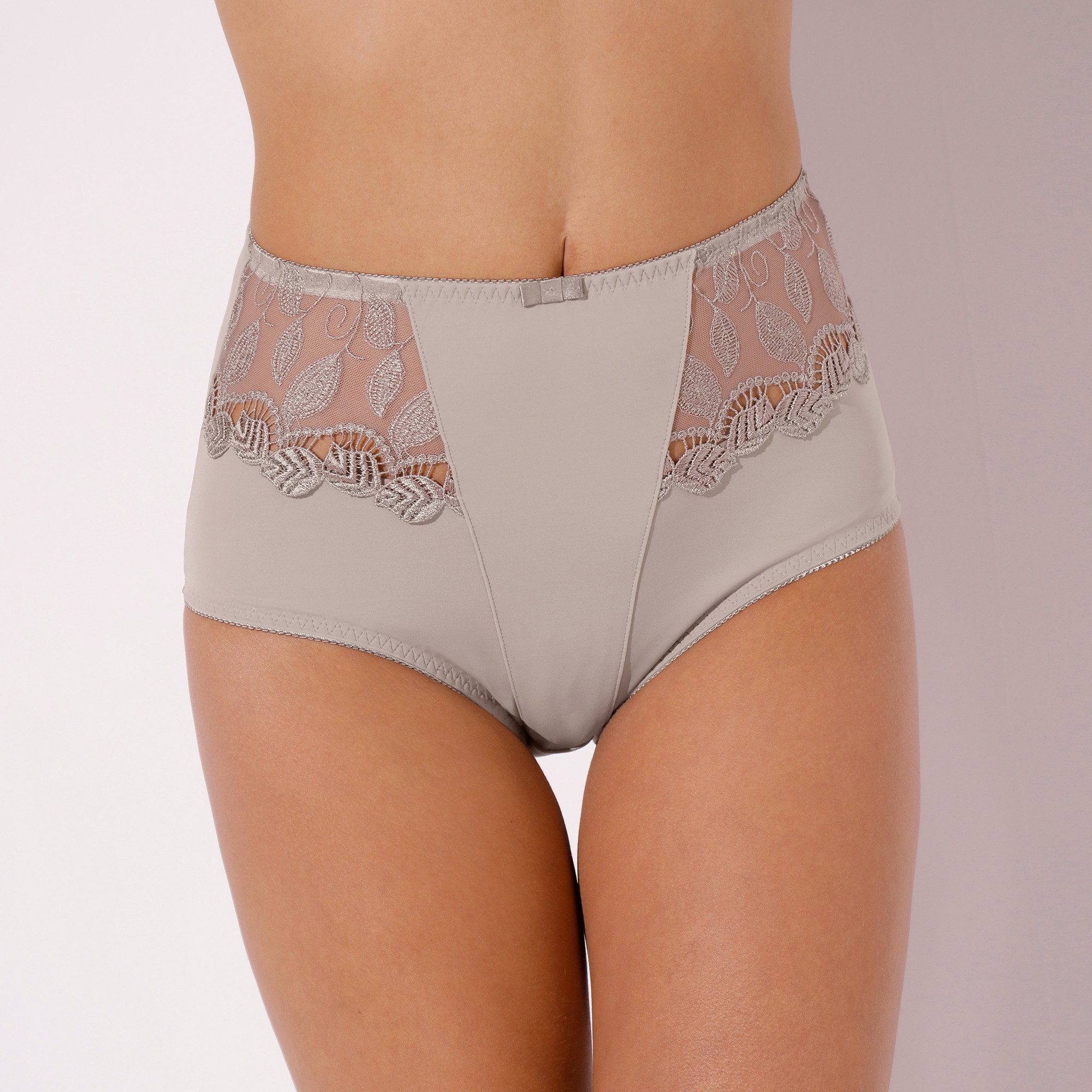 Gainette microfibre et guipure Rima - lot de 2 - 54/56 - Taupe - Confidence Lingerie