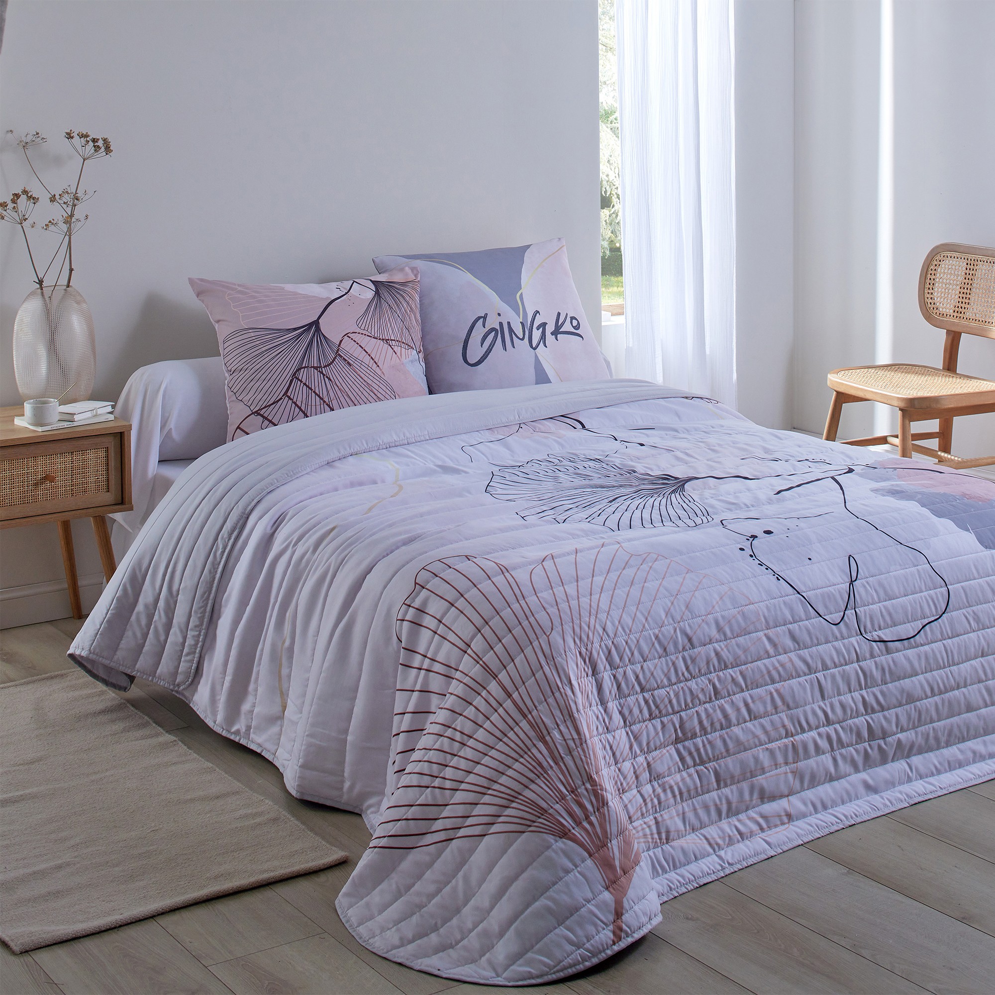 Couvre-lit Matelassé Imprimé Ginkgo - Blancheporte