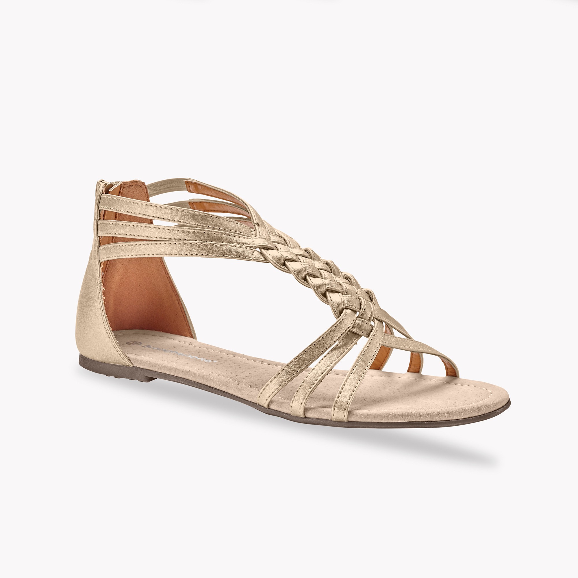 Sandales Plates Tressées - Doré - Blancheporte