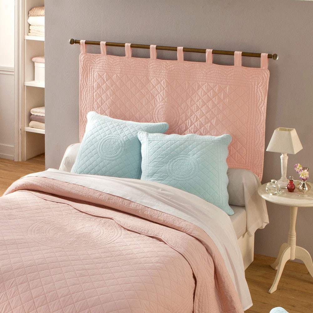 Tête de lit unie coton style boutis Cassandre - Tête De Lit : 80x160cm - Rose - Colombine