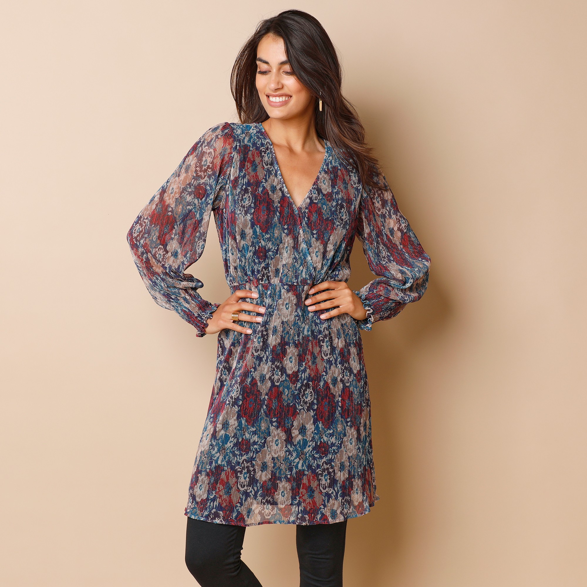 Tunique Imprimée Taille Élastiquée, Maille Plissée Irisée - Blancheporte