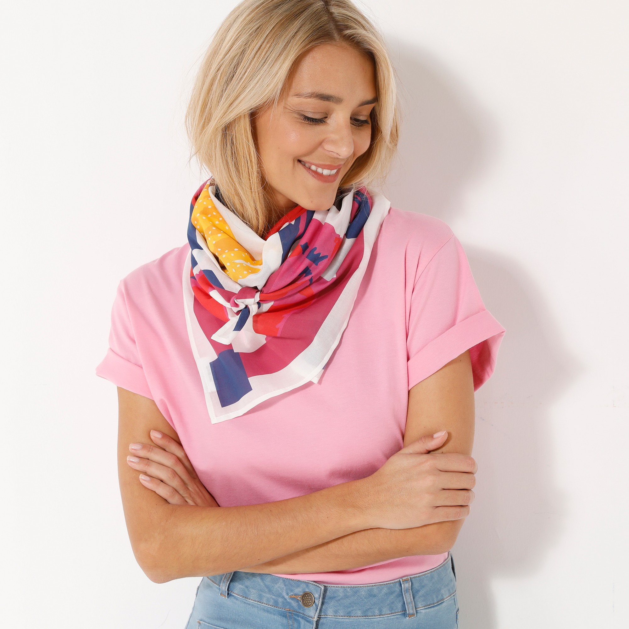 Foulard Imprimé Toucan, 100 X 100 Cm - Coton - Blancheporte