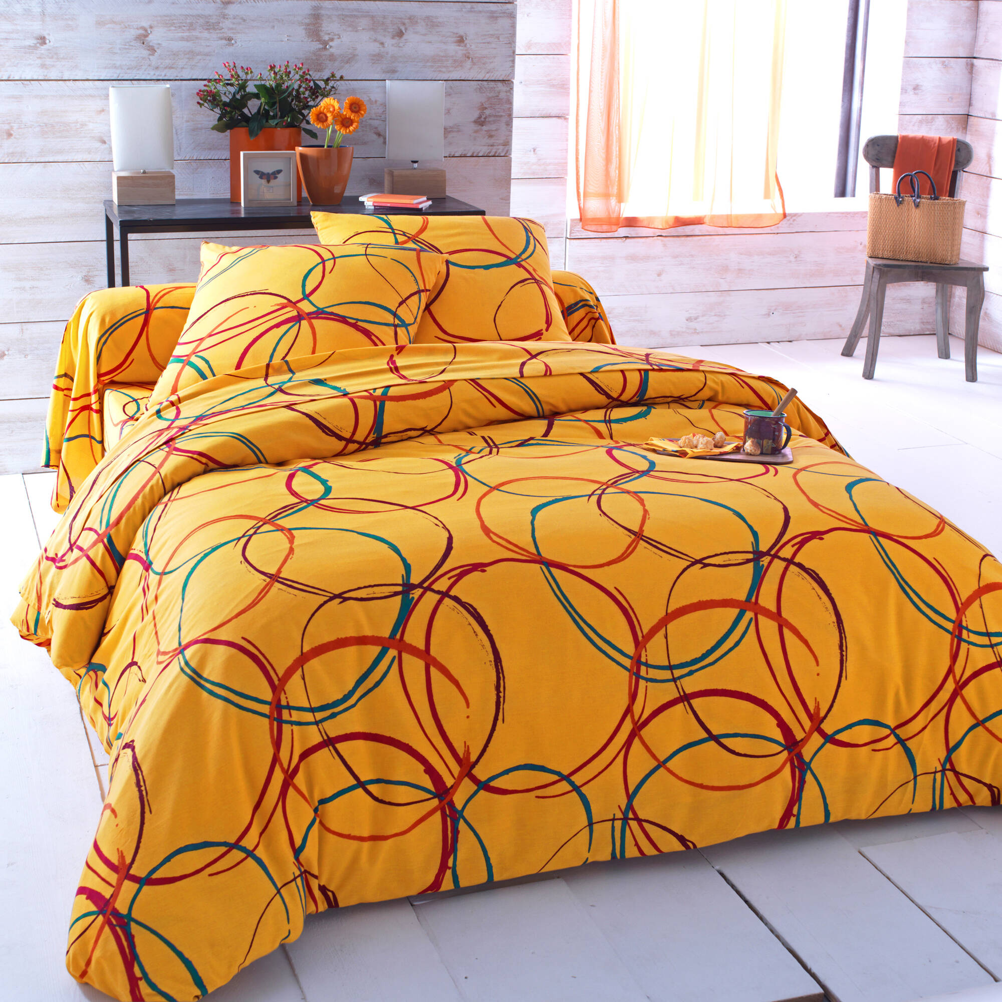 Linge de lit Noémie polycoton imprimé cercles - Blancheporte