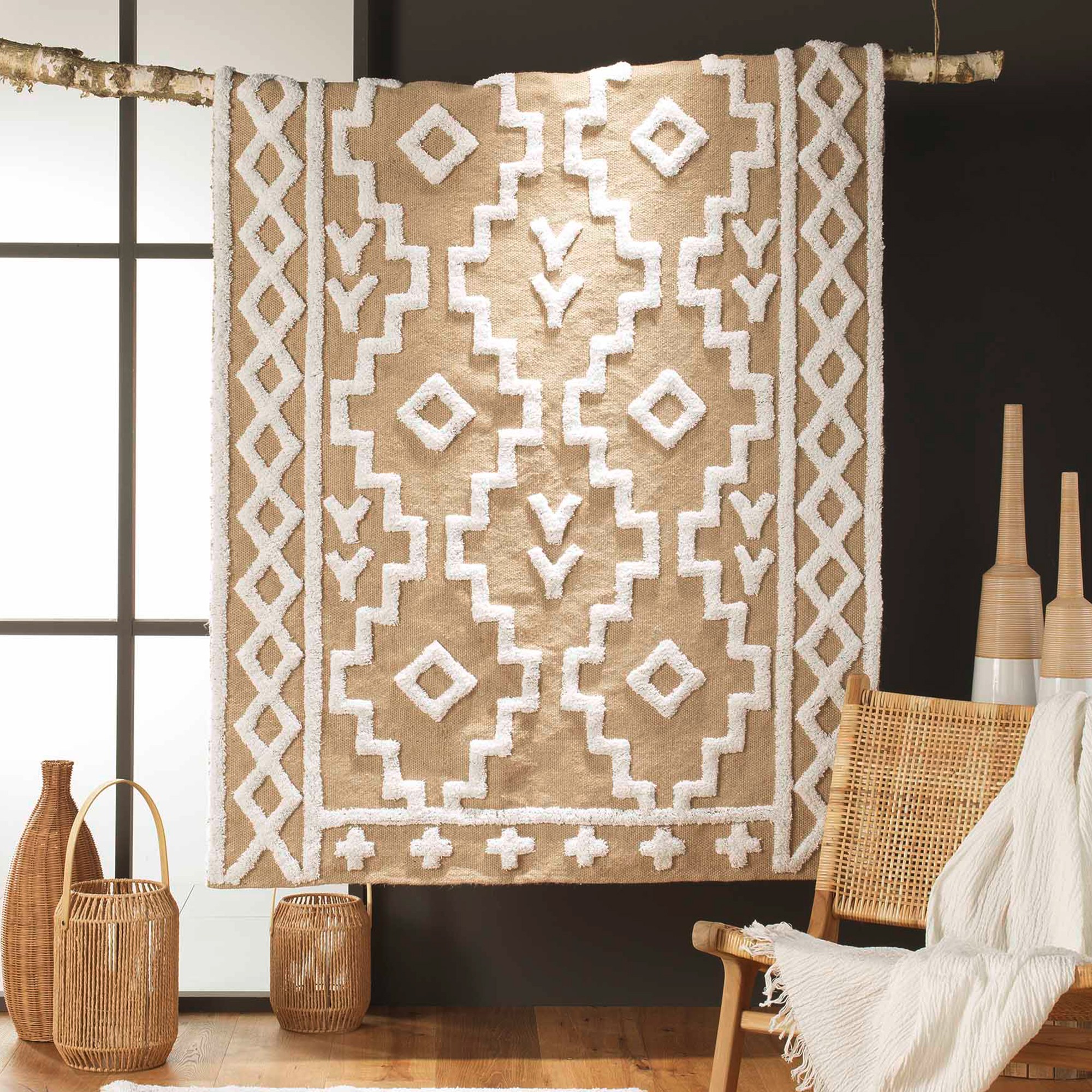 Tapis Rectangulaire Jute + Matière Reliéfée - Blancheporte