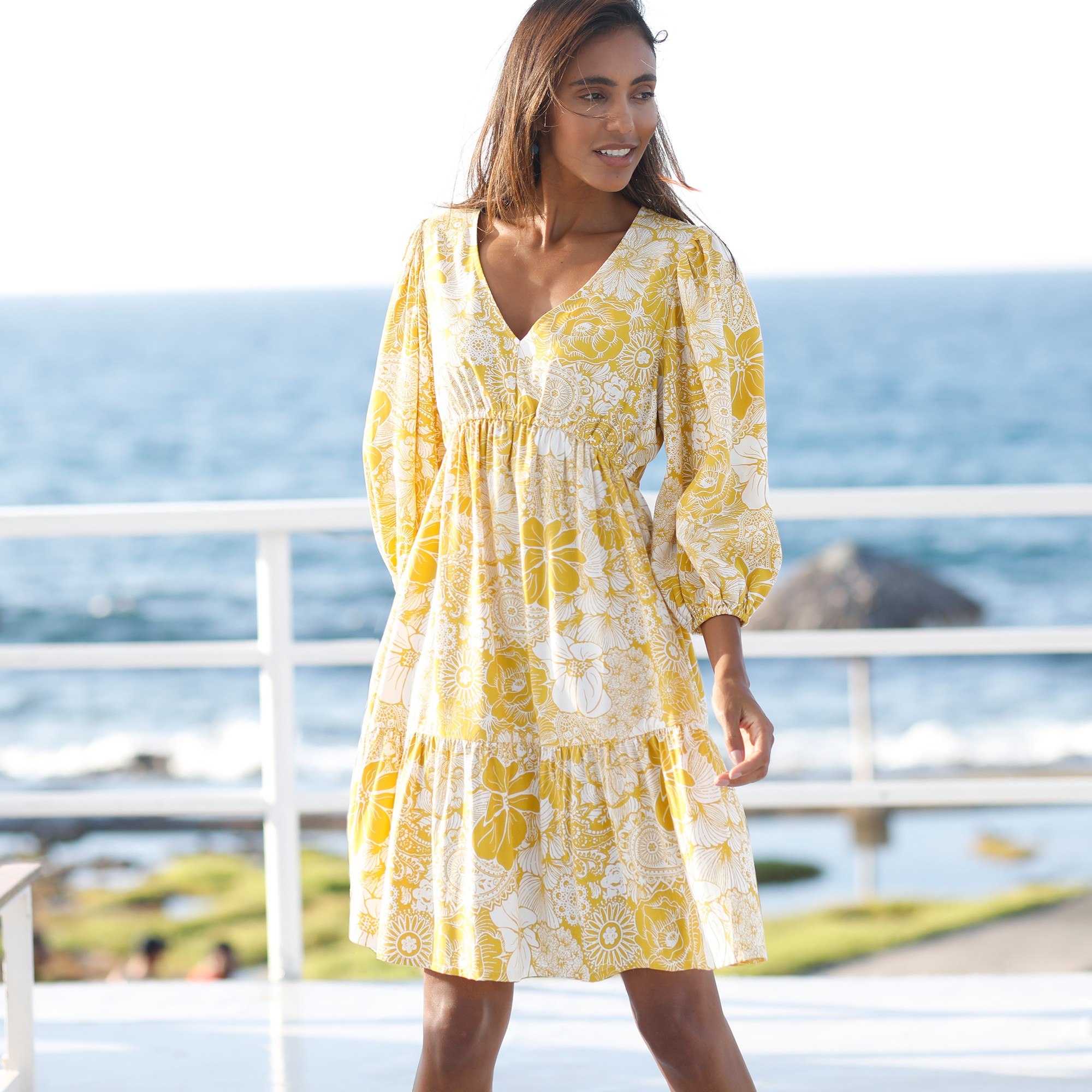 Robe Courte Imprimé Fleuri, Viscose - Blancheporte