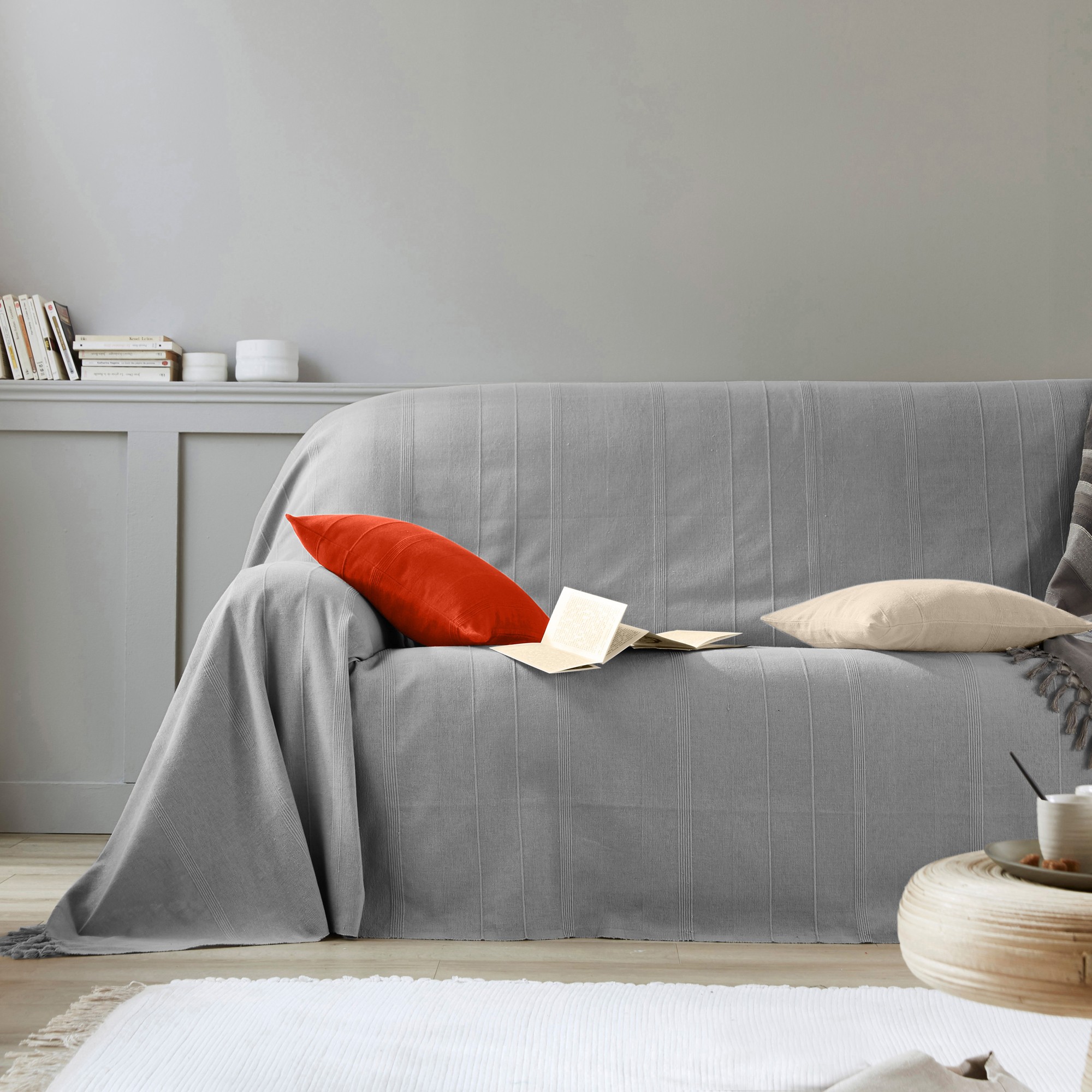 Plaid Ou Jeté Uni Coton Tissage Artisanal - Blancheporte