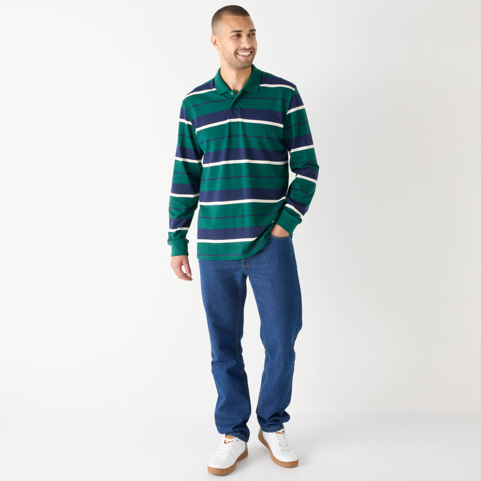 Polo raye maille pique manches longues - Blancheporte 30$