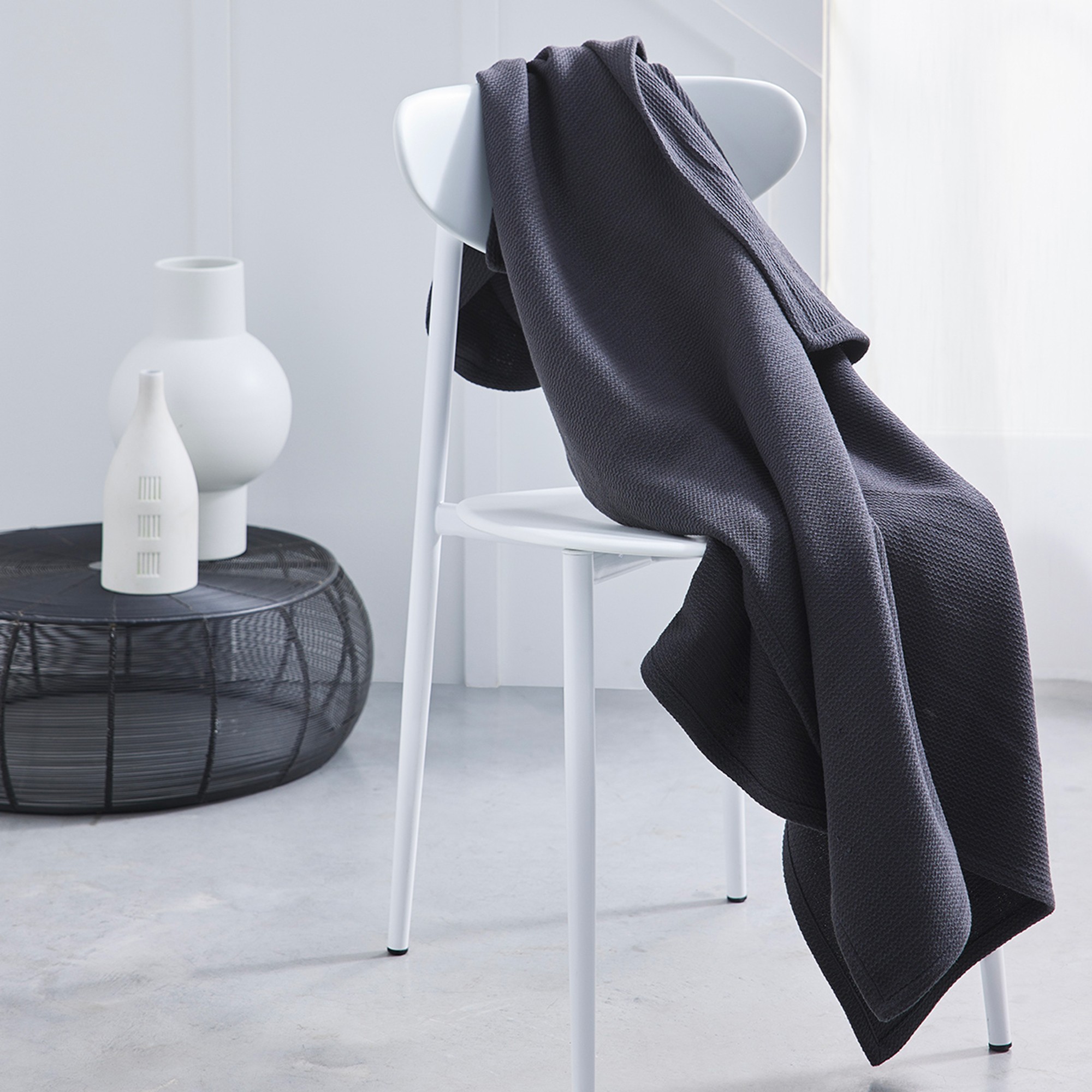 Jeté De Canapé Ou Plaid Uni Nid D’abeille - Coton - Blancheporte