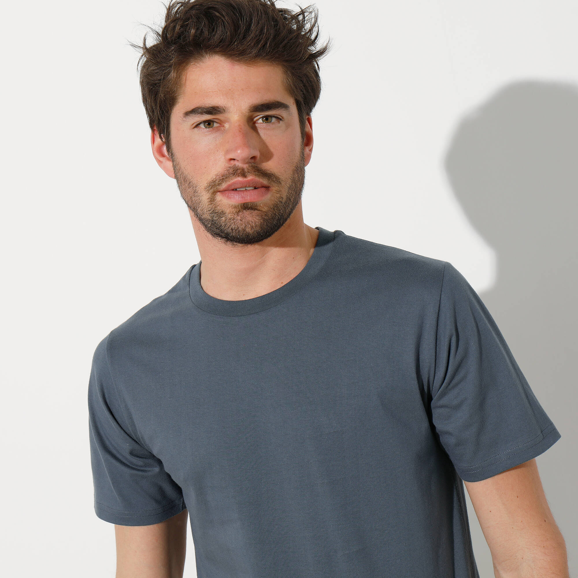 Generisch T-shirt homme col en V manches courtes oversize basique homme