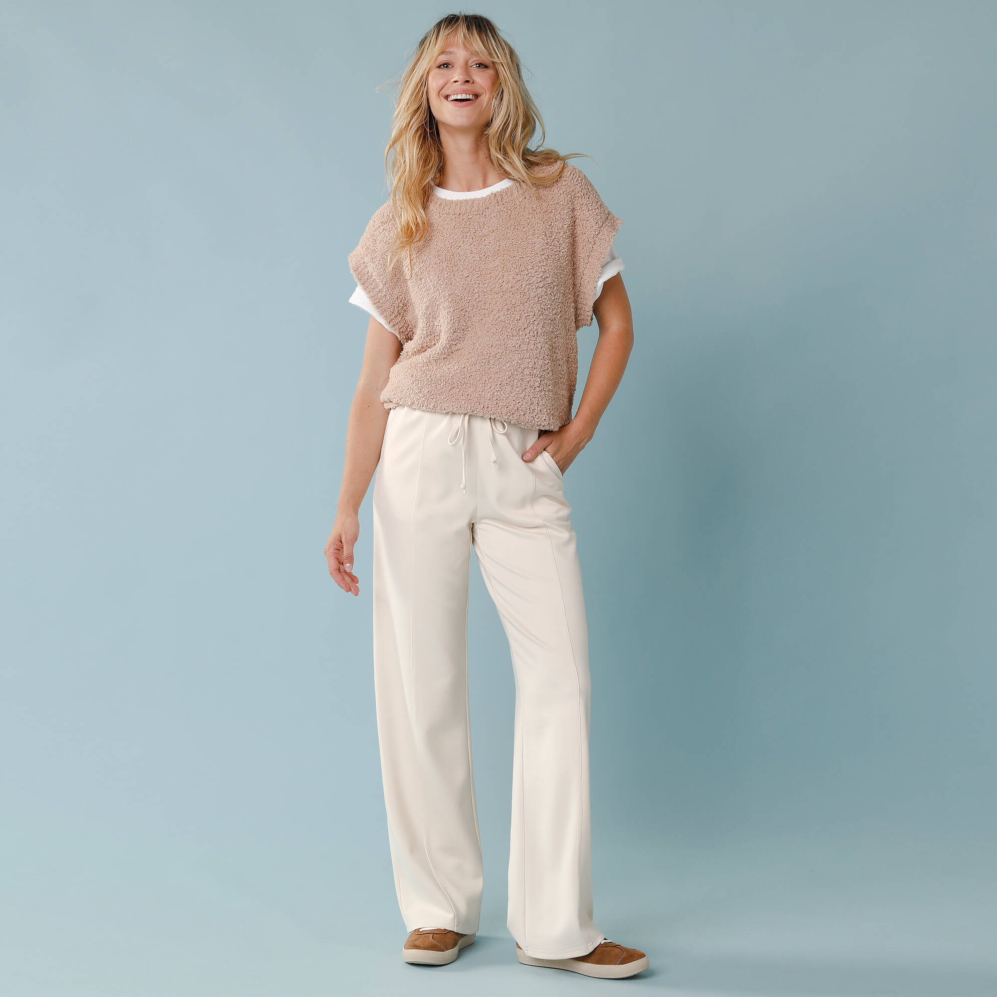 Pantalon large spcial Petites en maille fluide - Blancheporte 33$