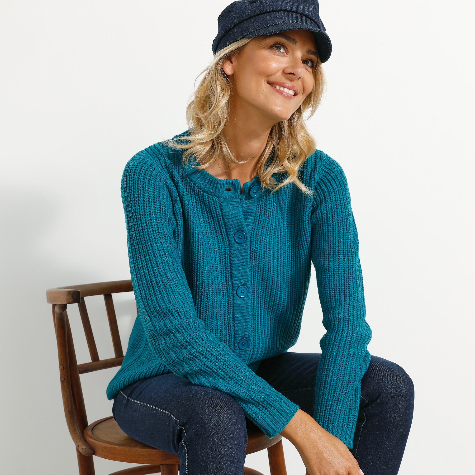 Gilet Boutonné En Maille Anglaise - Blancheporte