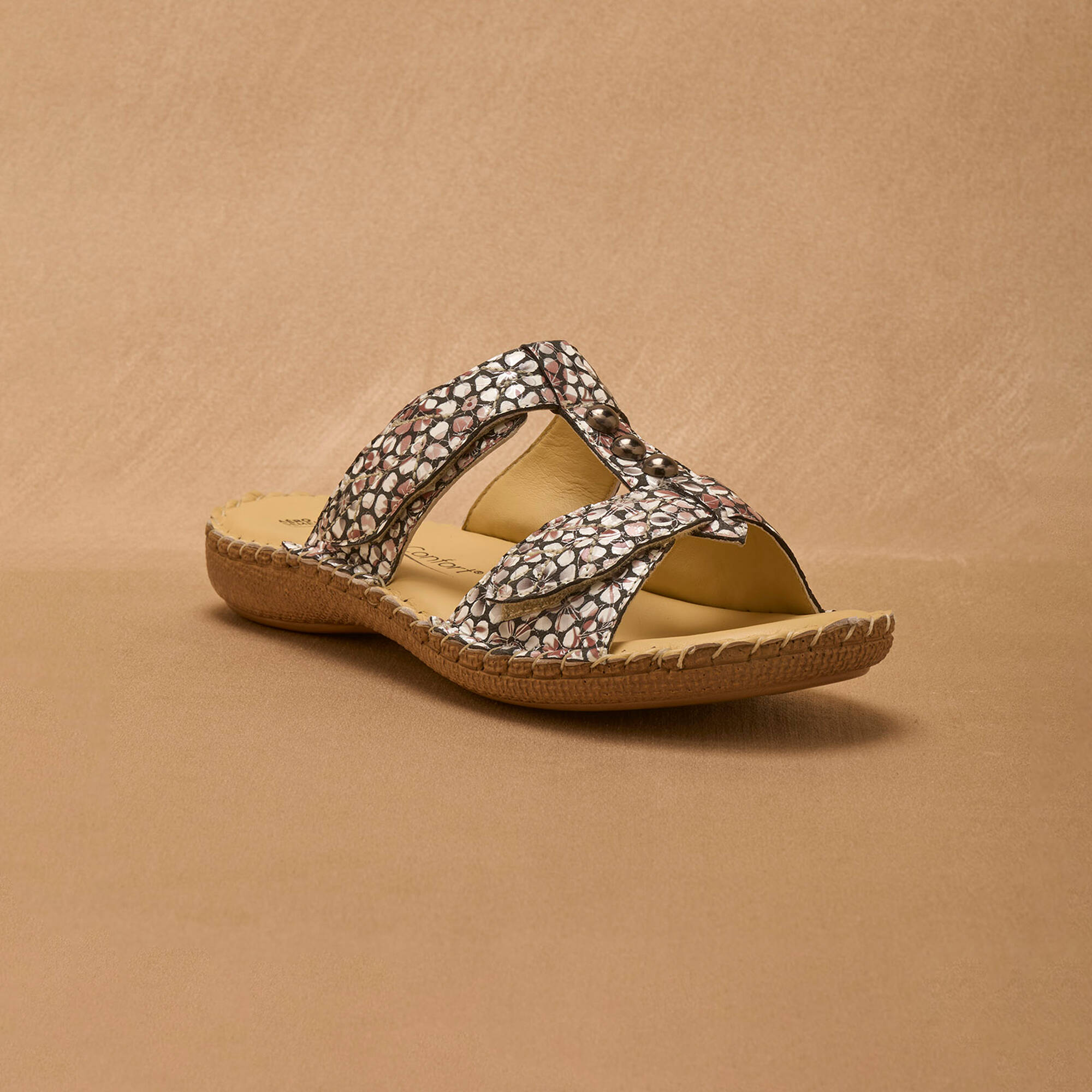 Mules cuir imprimé - largeur confort - Blancheporte