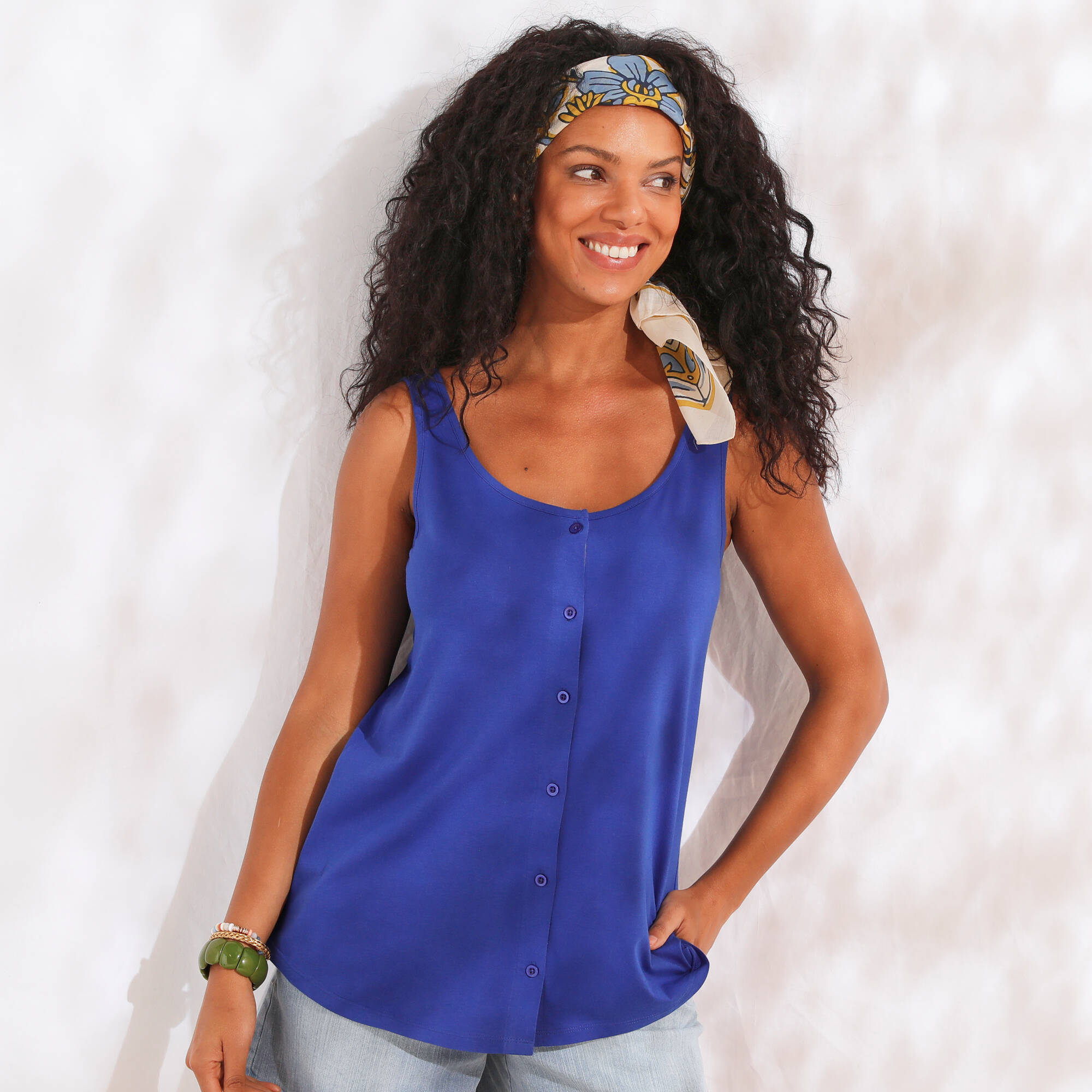 Débardeur Boutonné, Uni - Blancheporte