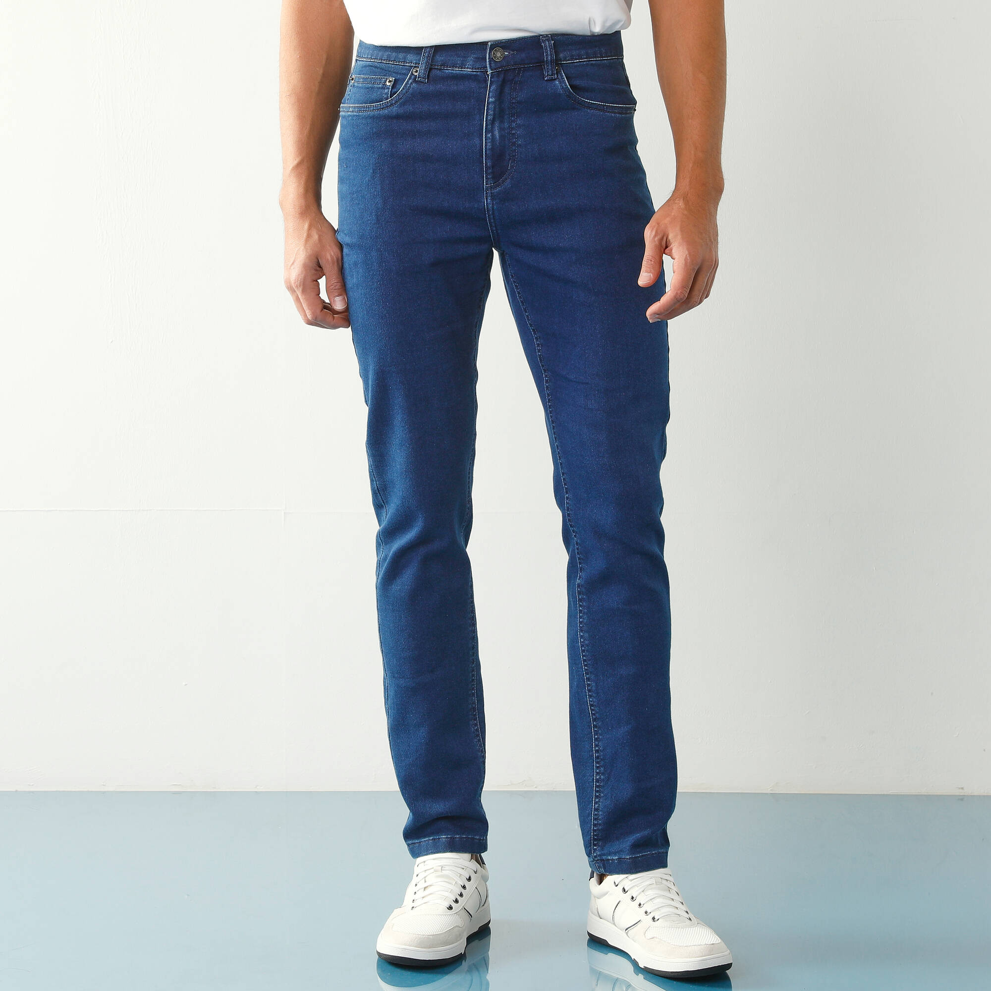 Jean droit poches denim ultra stretch L30, stone Blancheporte