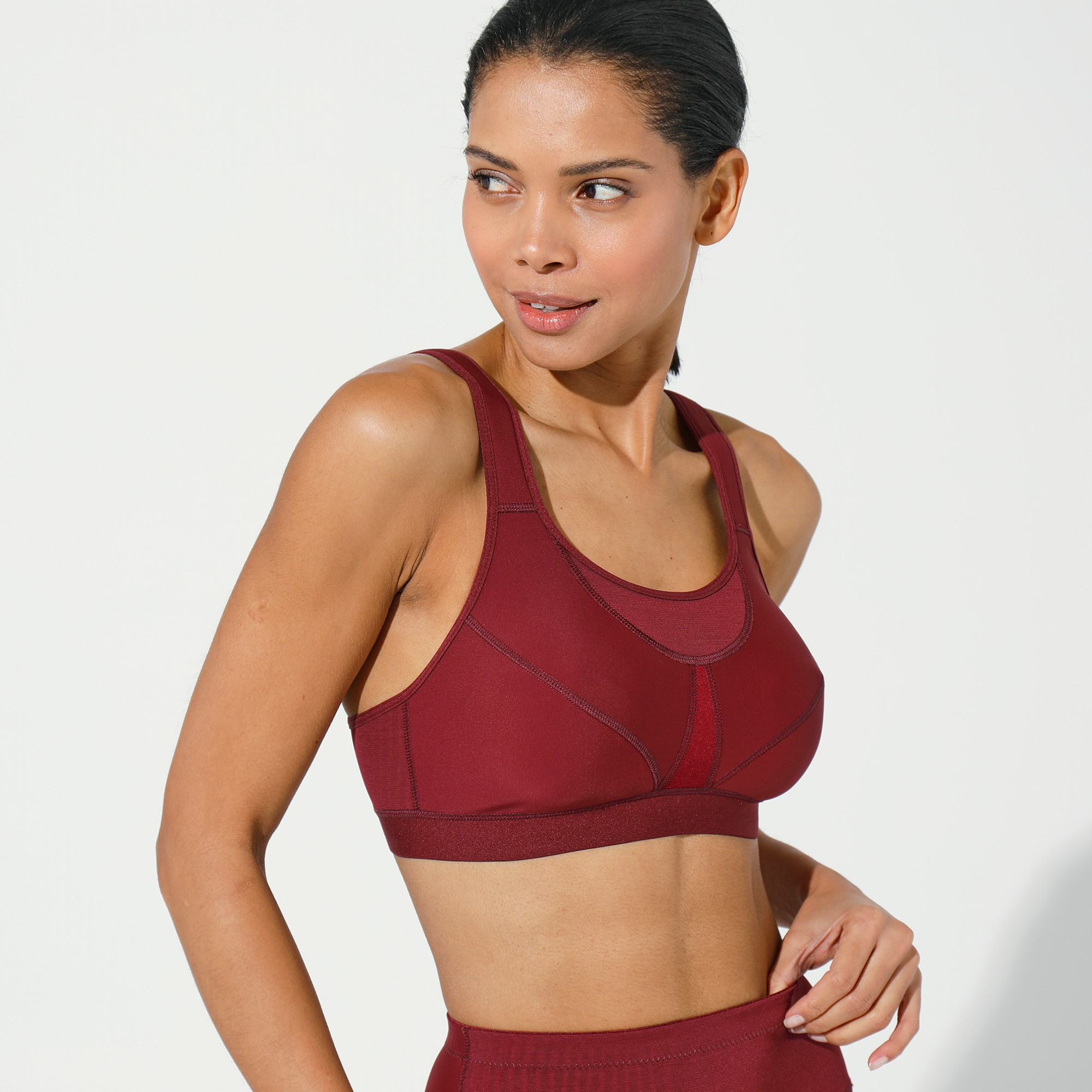 Soutien-gorge Sport Maille Stretch Et Tulle Résille Forme Brassière - Sans Armatures - Blancheporte