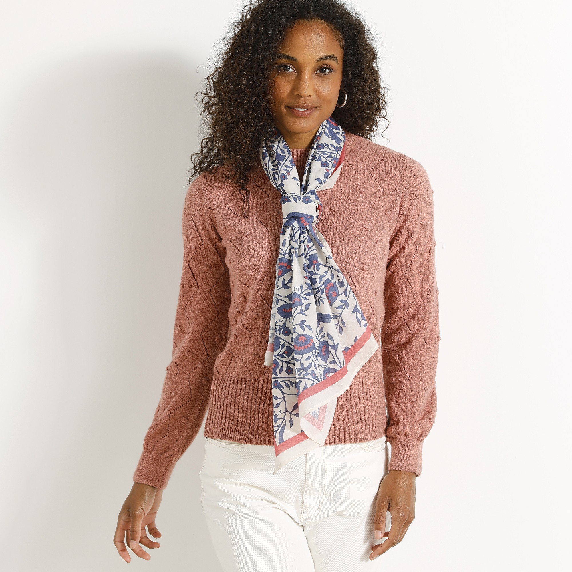 Foulard Style Che?che Confectionné En France Imprime? Cachemire, 160 X 70 Cm - Coton - Blancheporte