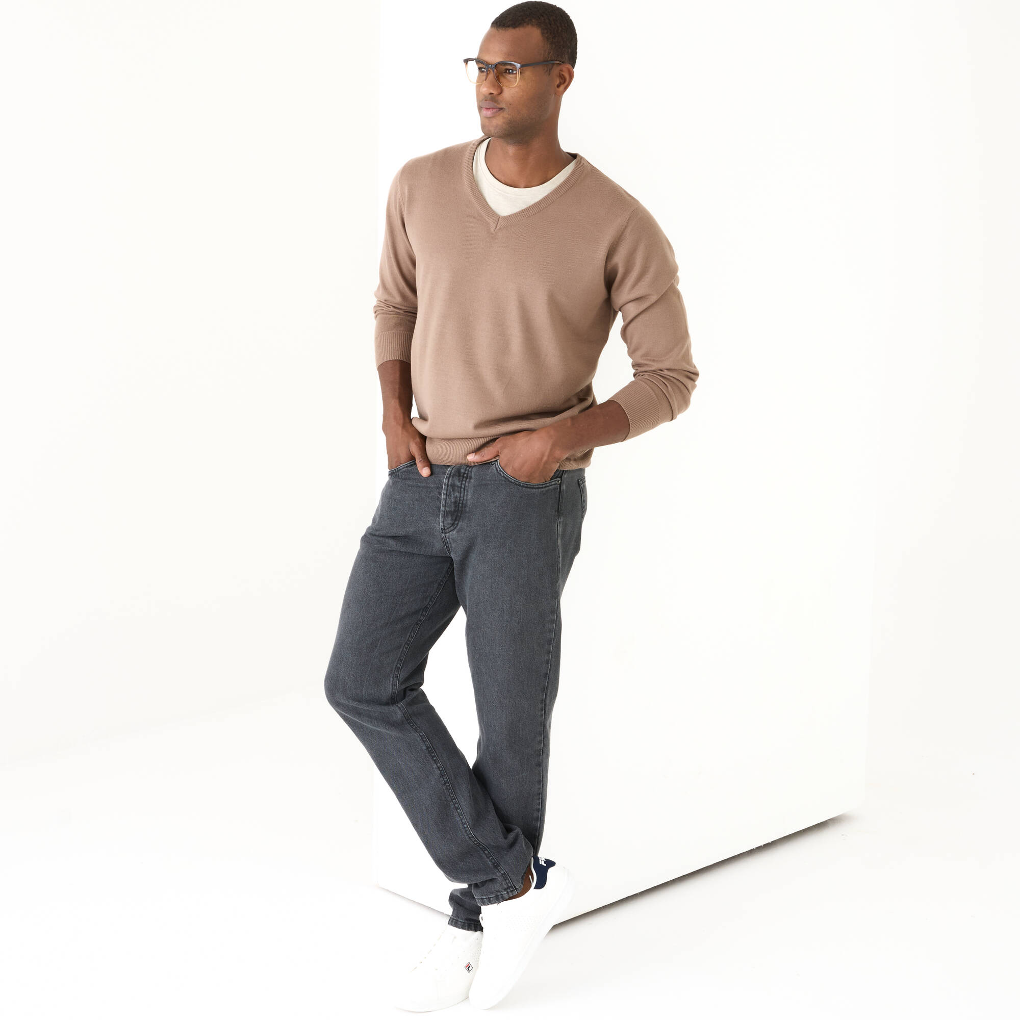 Pull uni col V - Blancheporte 30$