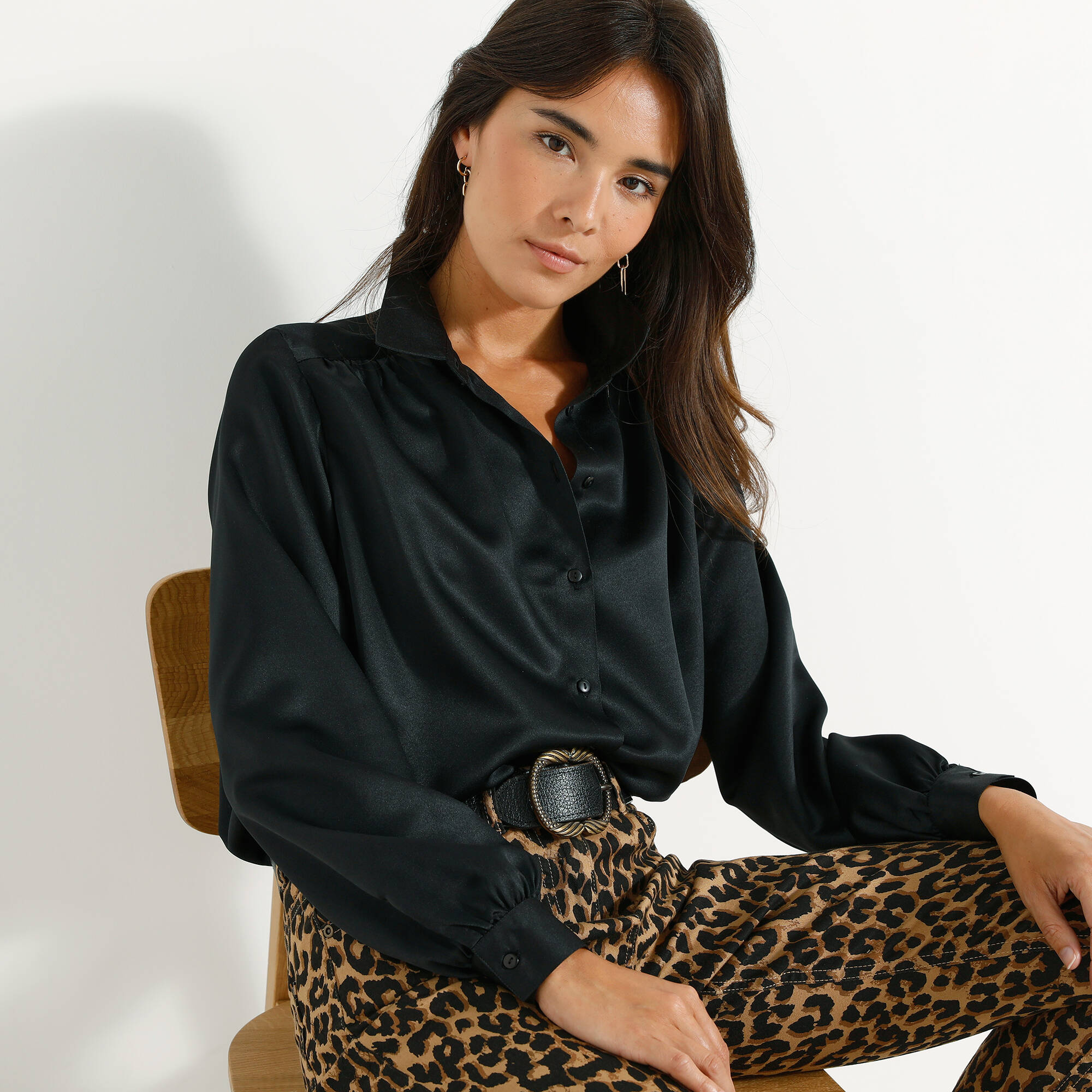 Chemise Volume Ample Unie, Satin - Blancheporte