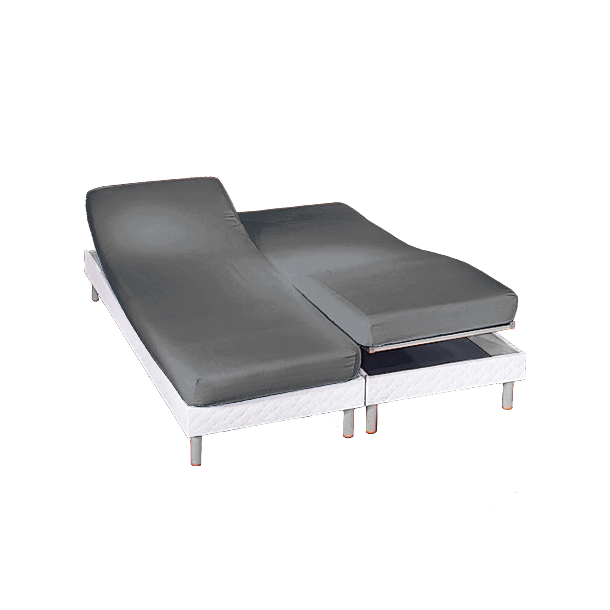 Drap-housse uni sommier articulé coton - bonnets 26 cm - Drap-housse 2 Personnesonnes : 180x200cm - 