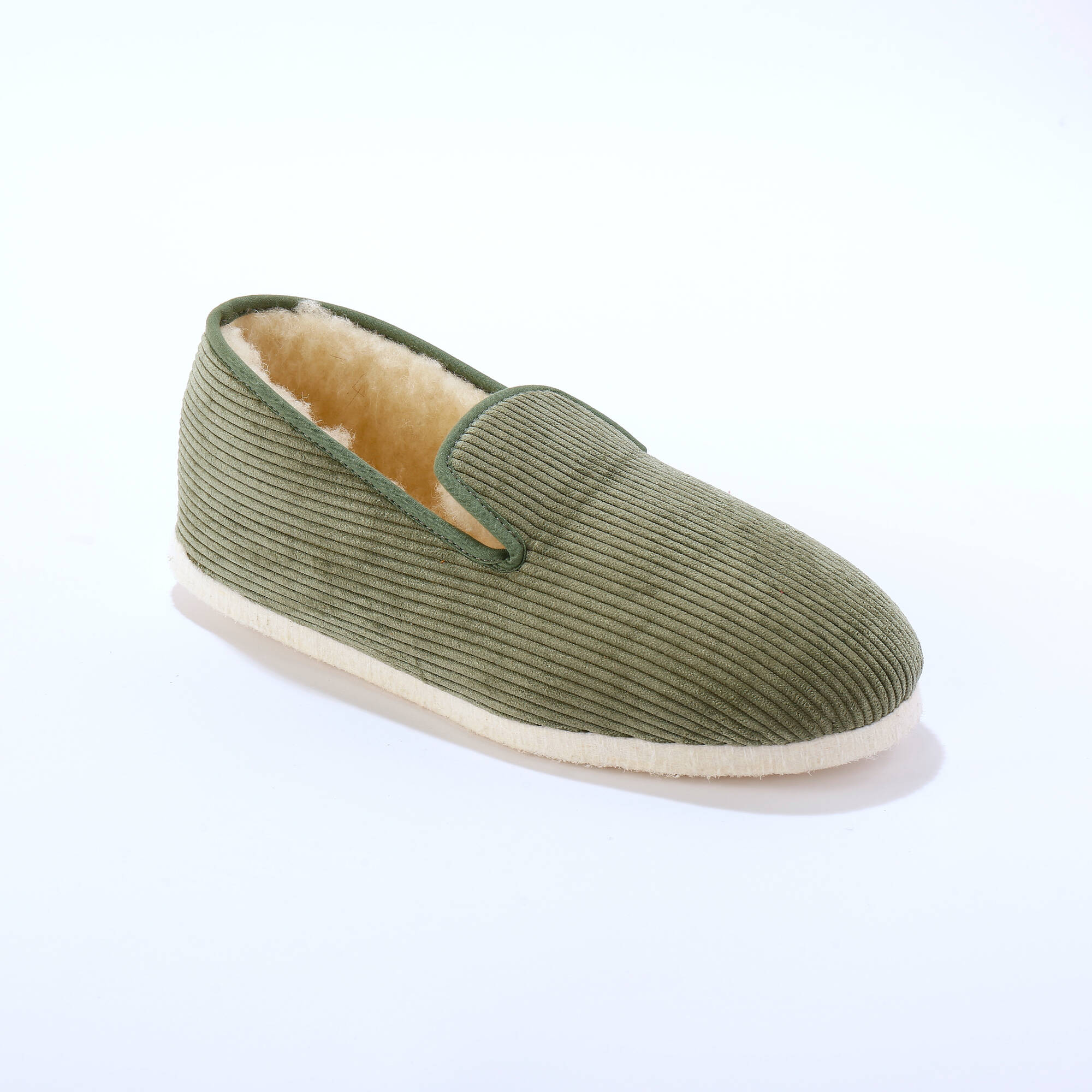 Charentaises silencieuses velours fourrées laine - Blancheporte