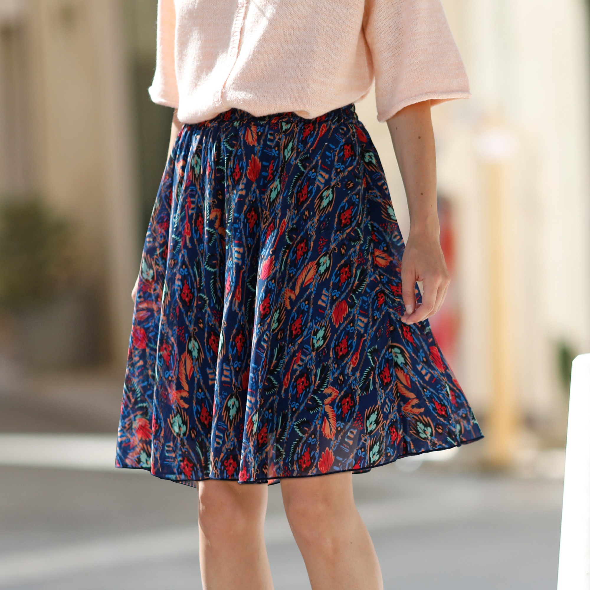 Jupe Évasée Imprimée, Taille Élastiquée - Blancheporte