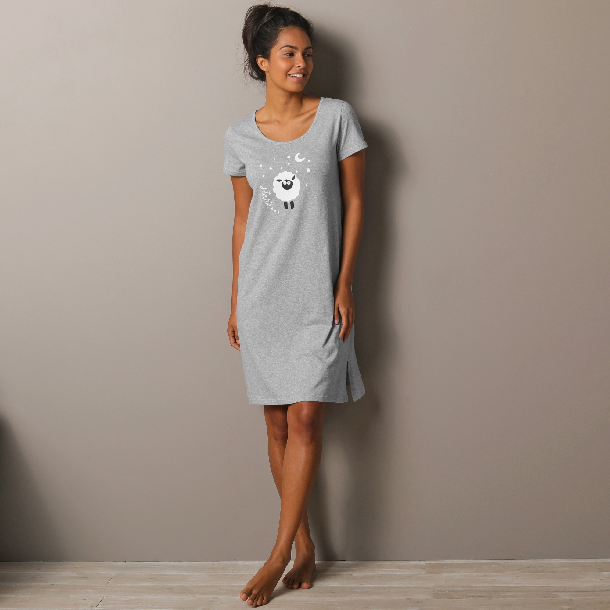 Chemise de nuit courte manches courtes imprim
