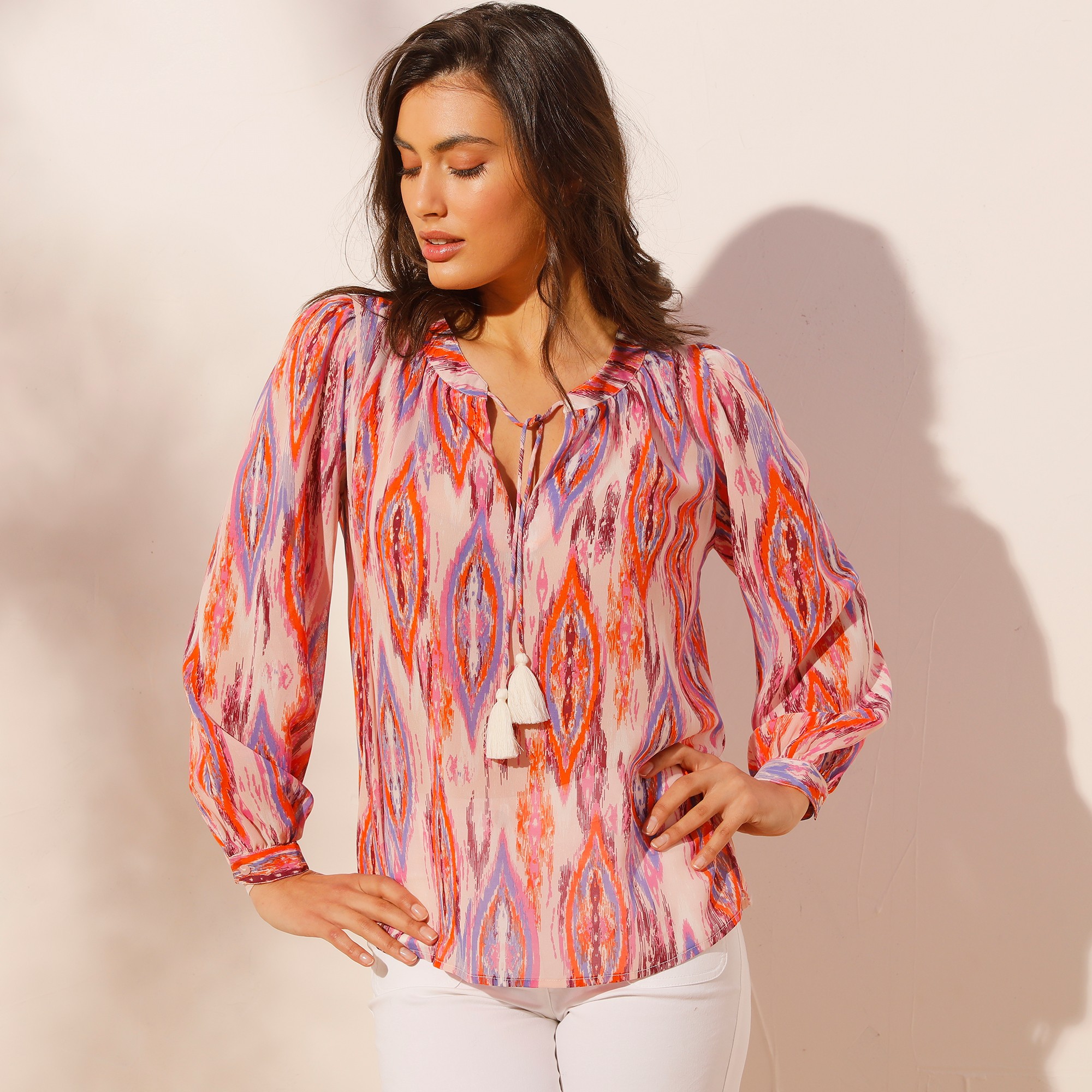 Blouse Imprimée Manches Longues - Coeur au Sud