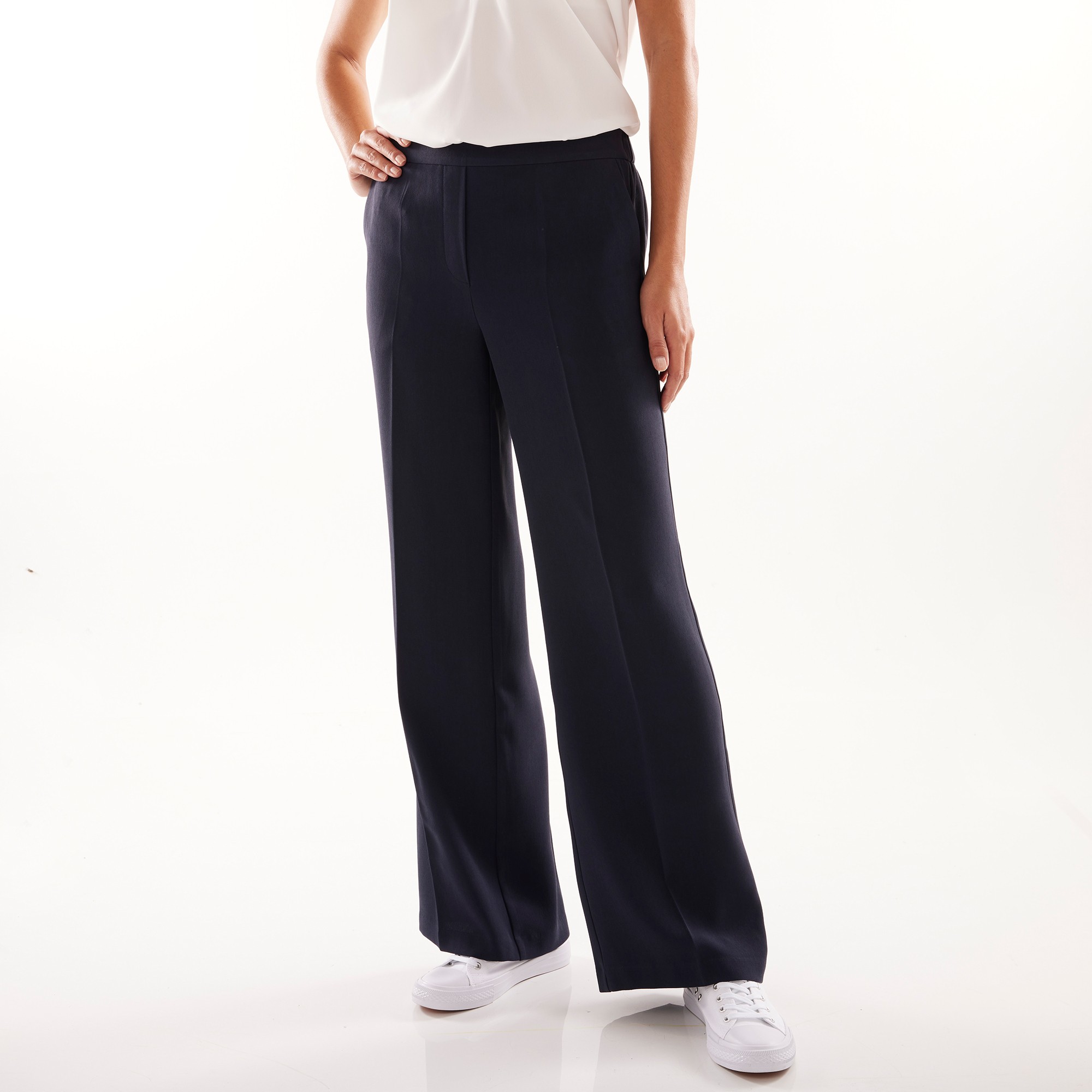 Pantalon Large Taille Élastiquée, Crêpe - Blancheporte