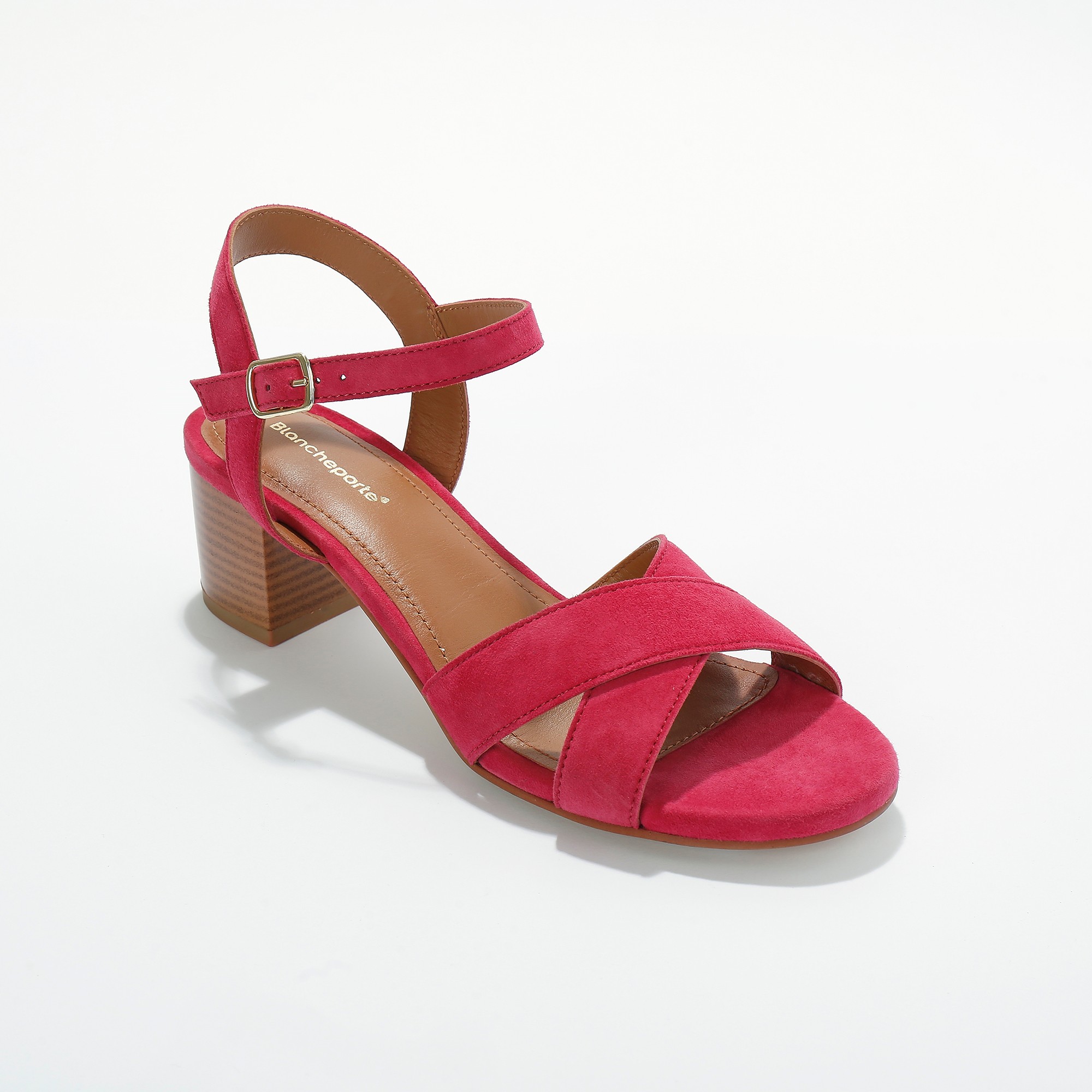 Sandales À Talons En Croûte De Cuir Certifié Lwg - Blancheporte