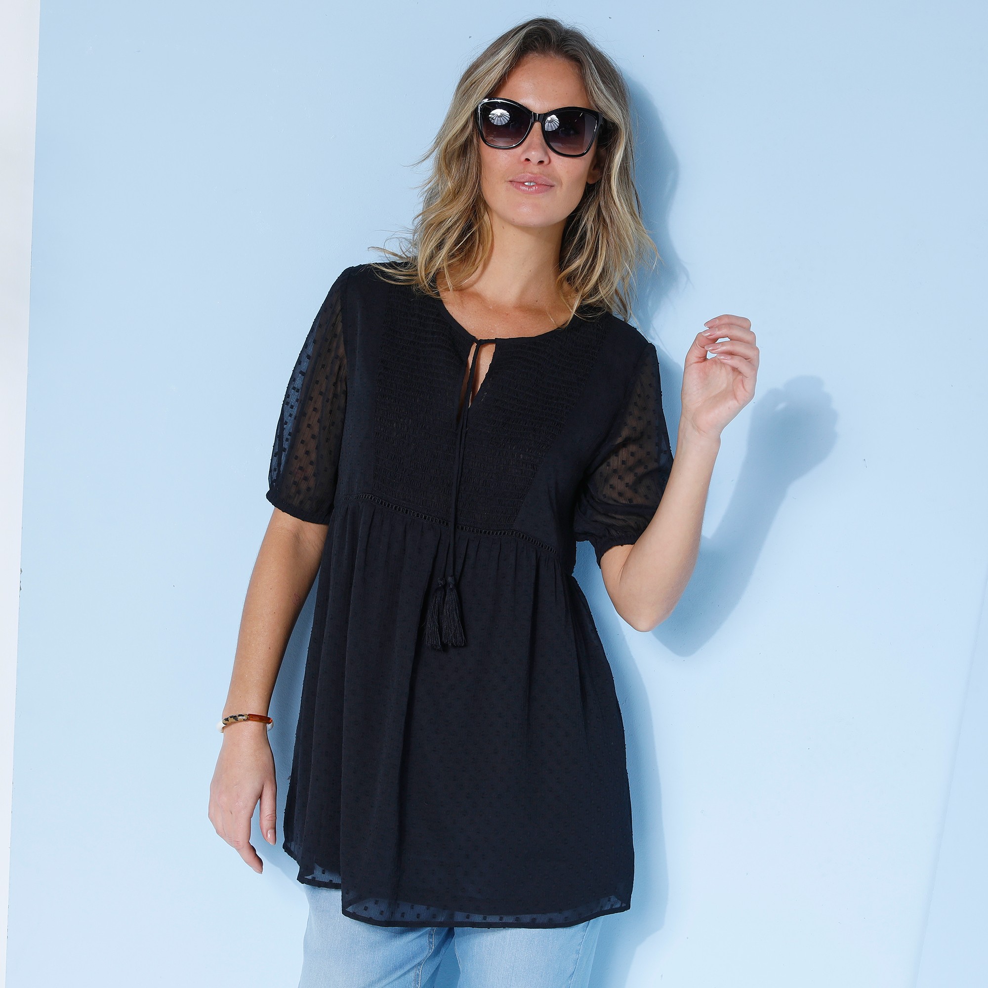 Tunique Plumetis Unie, Polyester Recyclé(**) - Blancheporte