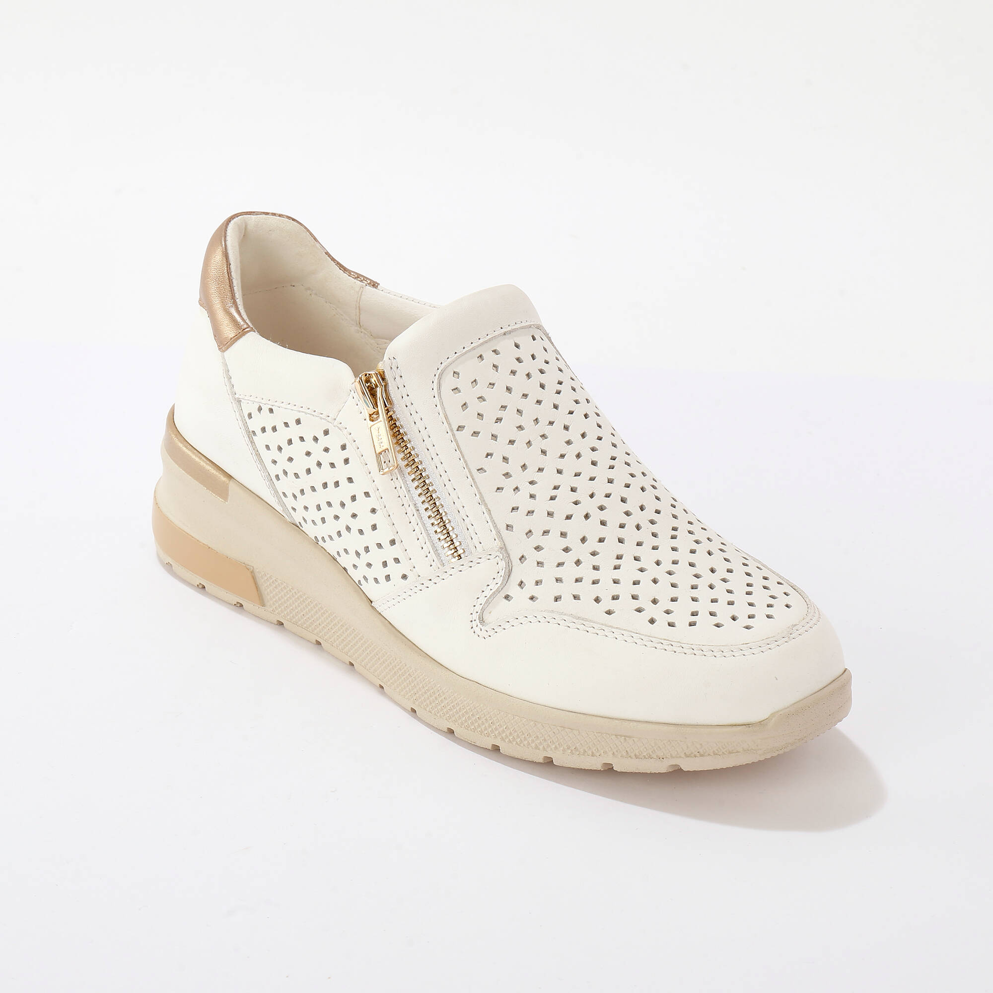 Baskets zippées compensées en cuir - Blancheporte