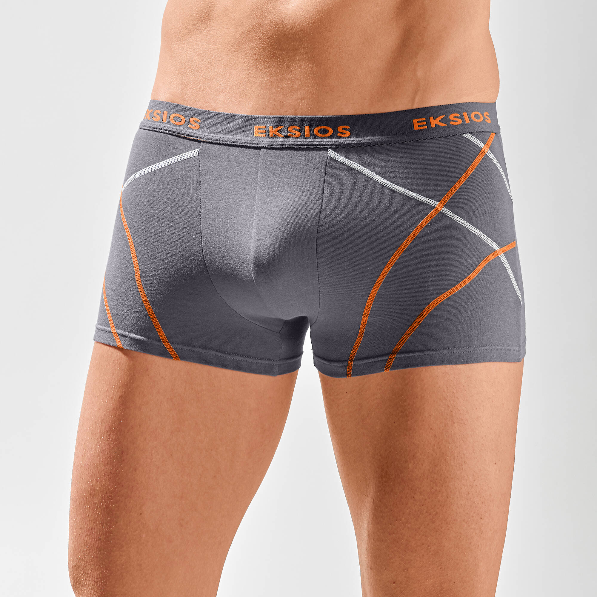 Boxer ferme uni elastique surpiqures contrastees lot de 4 gris noir Blancheporte