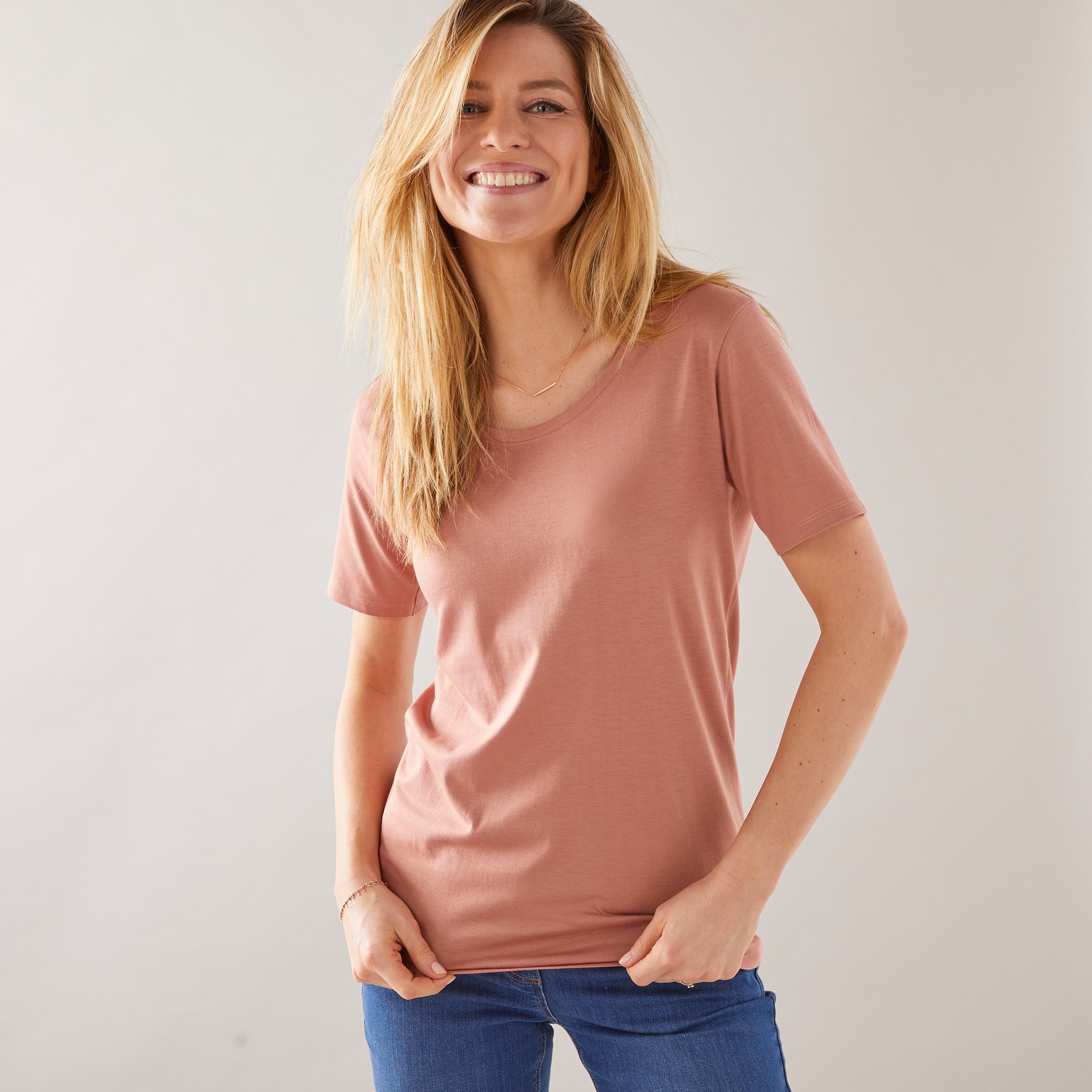 T-shirt Col Rond Manches Courtes - Blancheporte