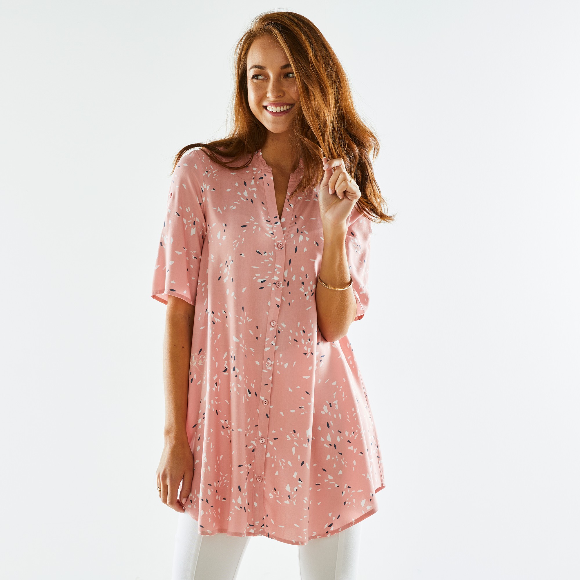 Tunique Col Tunisien Boutonnée Imprimée - Blancheporte