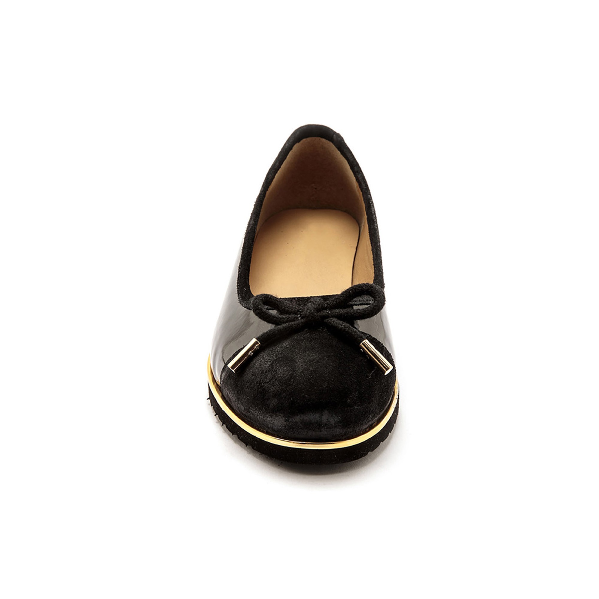 Ballerine compens e largeur confort en cuir verni noir noir