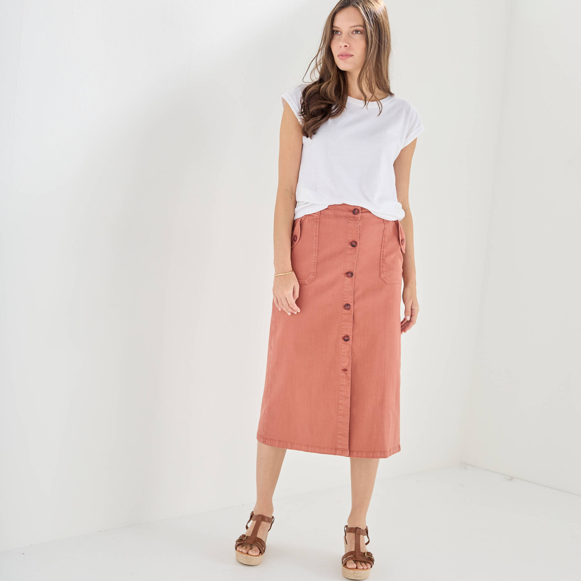Jupe mi-longue boutonne - Blancheporte 36$