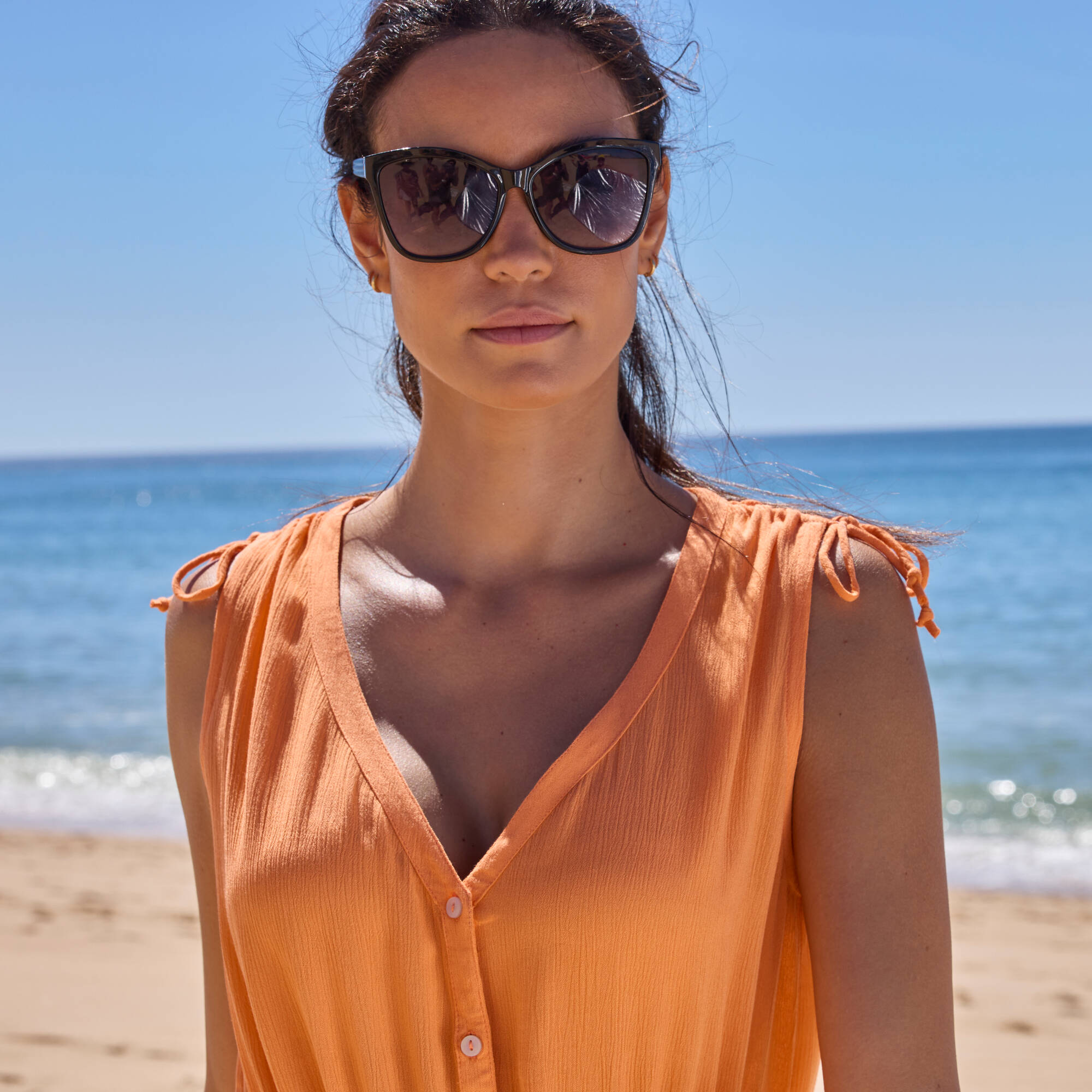 Robe de plage courte crpon uni - Blancheporte 33$