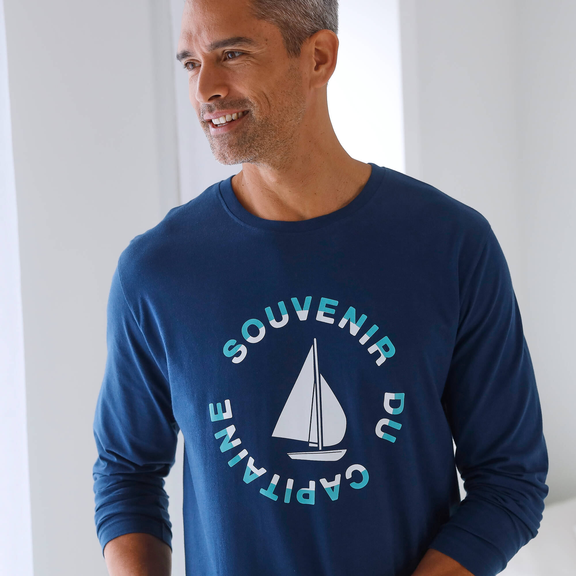 T-shirt pyjama manches longues motif bateau - Blancheporte 19$