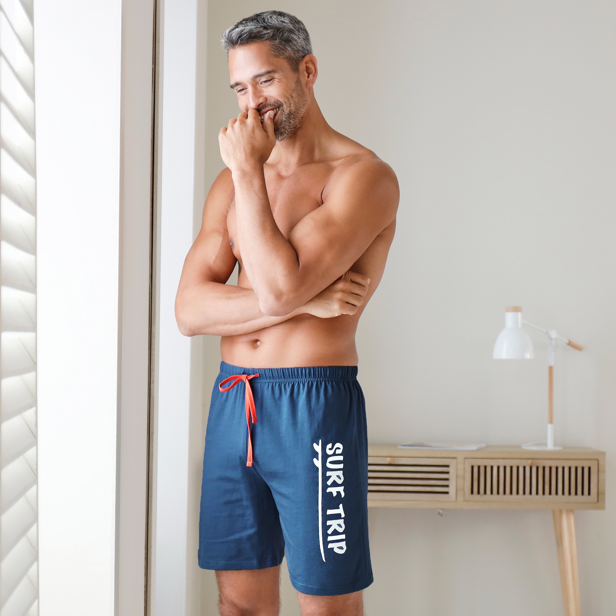 Short De Pyjama Coton Bleu Marine - Blancheporte