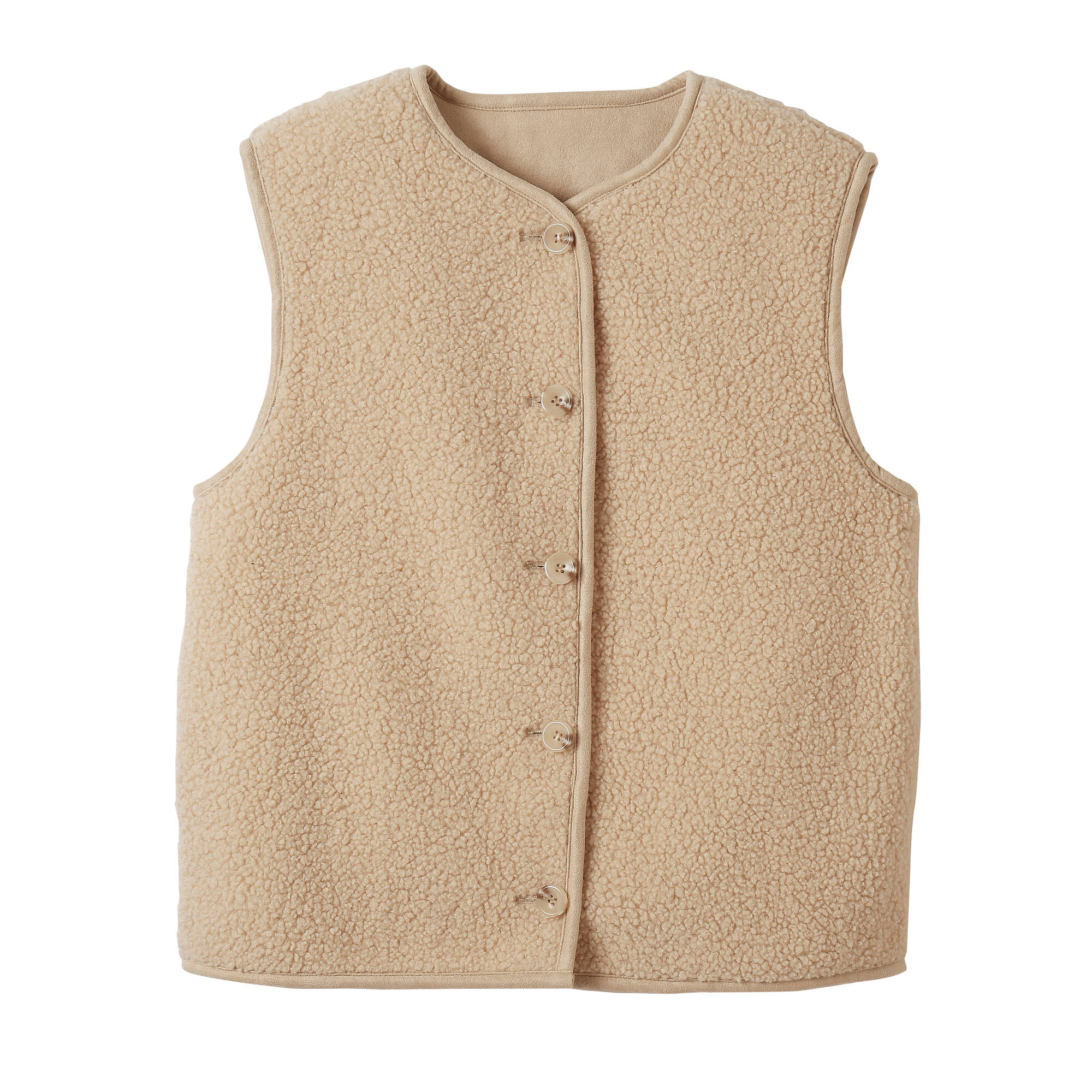 Veste sans manches maille bouclette, Spécial Petites, grège